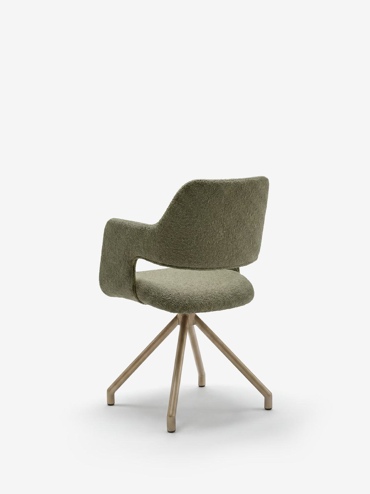 Zefira designer upholstered chair with armrests - elegant fabric and champagne metal base