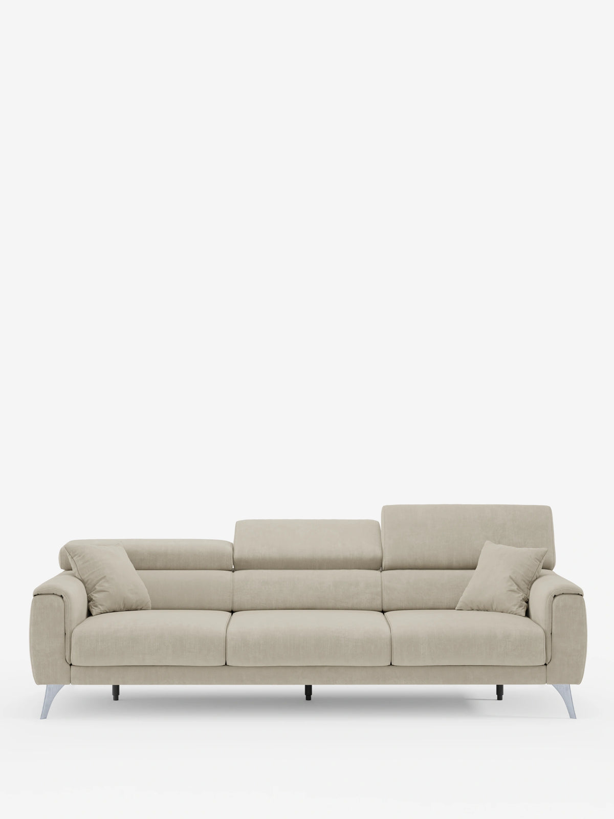 Caravaggio Sofa für 4 Personen mit drei ausziehbaren Sitzen und verstellbaren Kopfstützen aus fleckenabweisendem Stoff