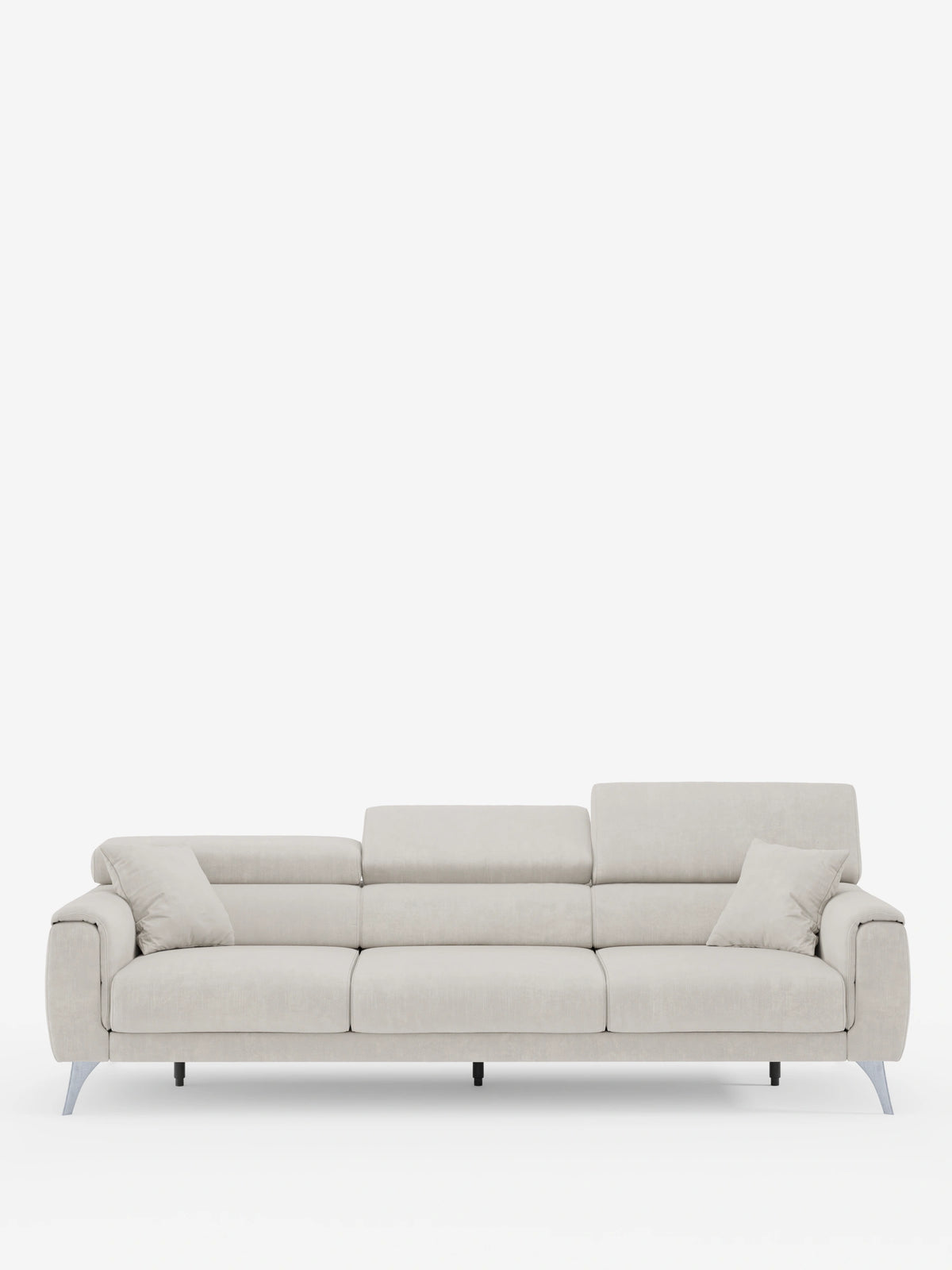 Caravaggio Sofa für 4 Personen mit drei ausziehbaren Sitzen und verstellbaren Kopfstützen aus fleckenabweisendem Stoff