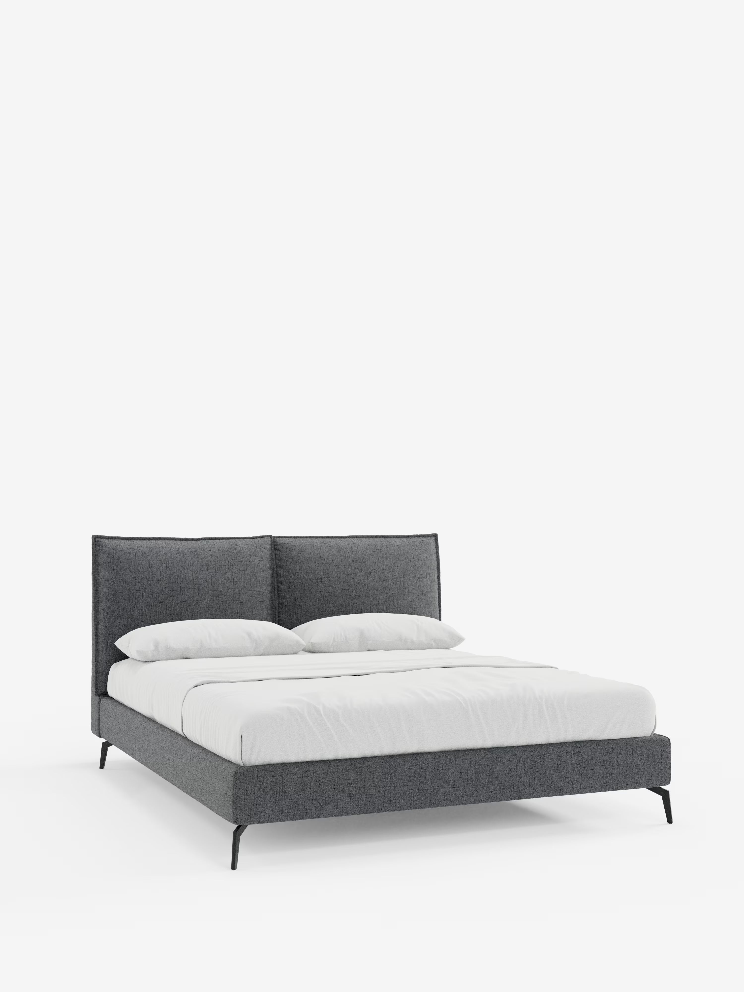 Cloe Cama acolchada de diseño elegante con patas de metal y tejido flameado impermeable
