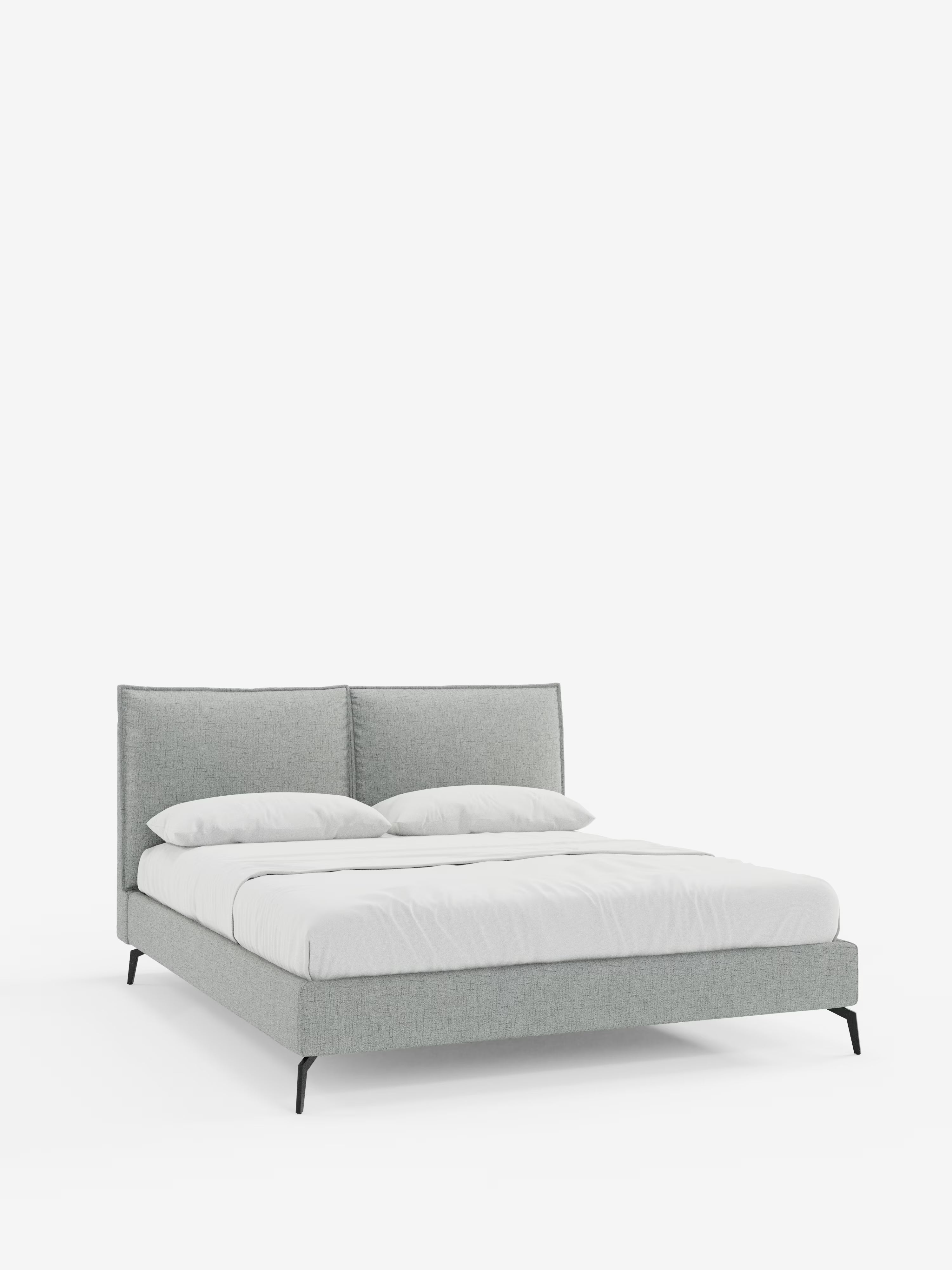 Cloe Cama acolchada de diseño elegante con patas de metal y tejido flameado impermeable