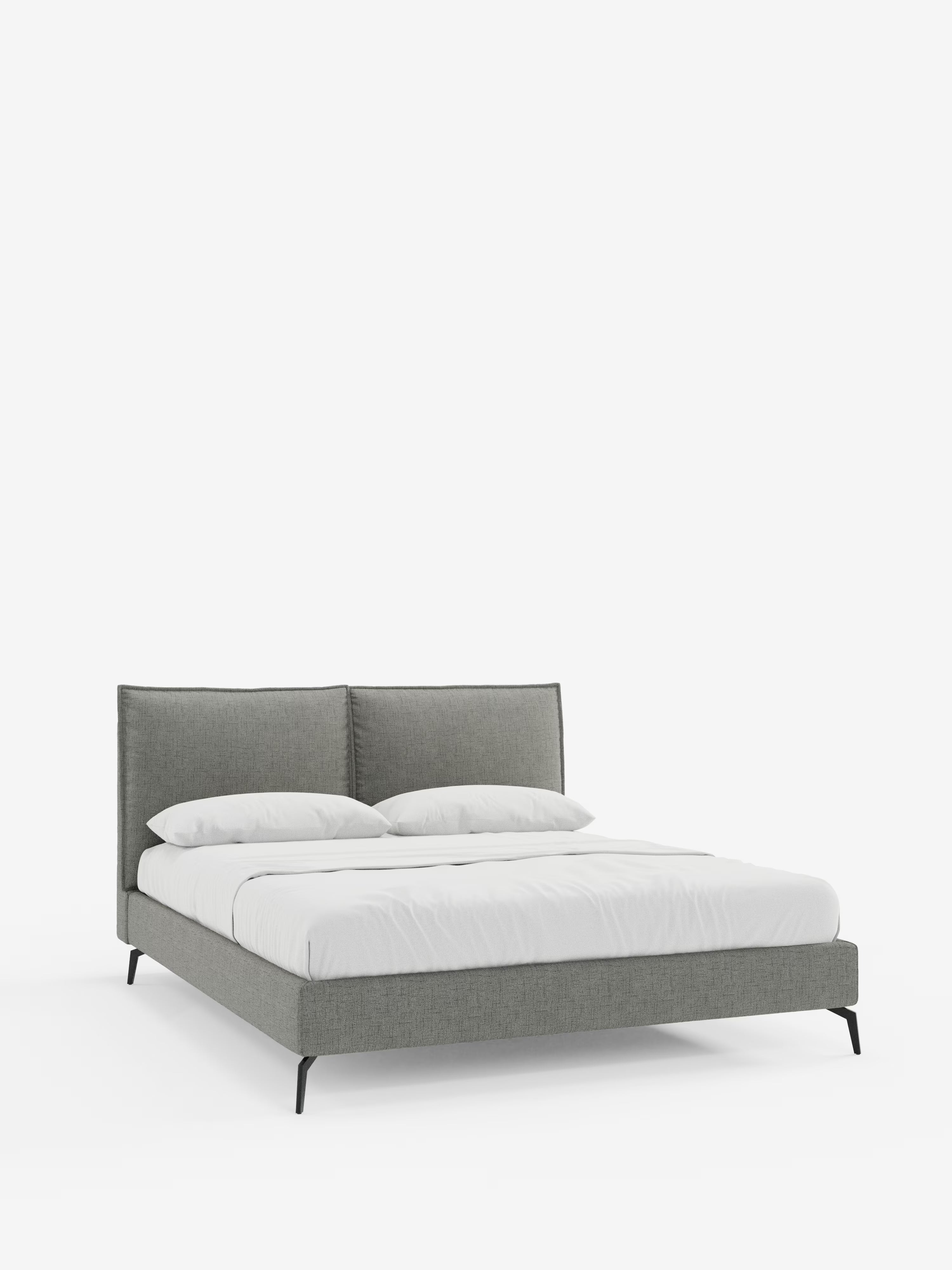 Cloe Cama acolchada de diseño elegante con patas de metal y tejido flameado impermeable