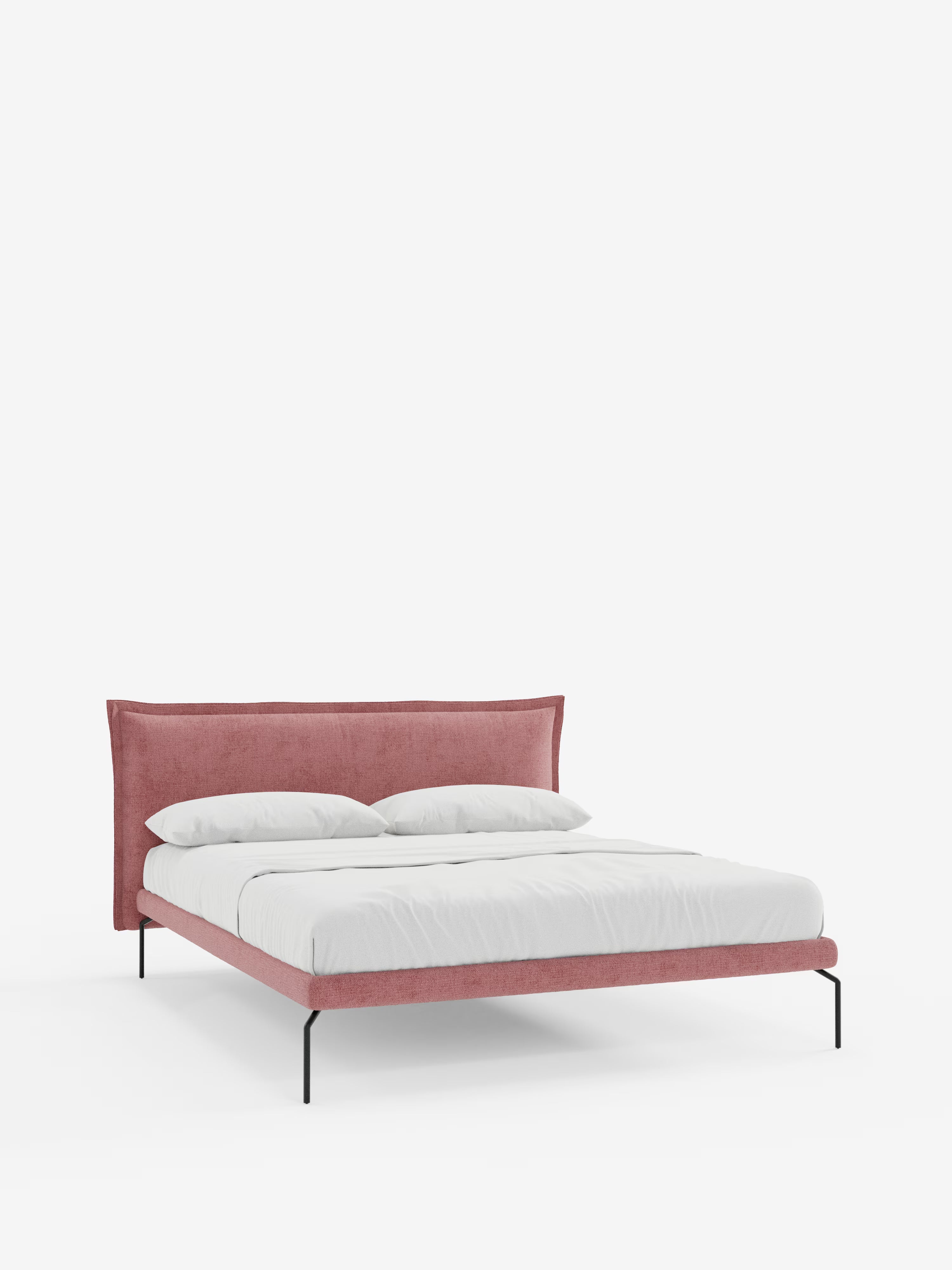 Eric Upholstered removable cover bed with steel legs in stain-resistant fabric