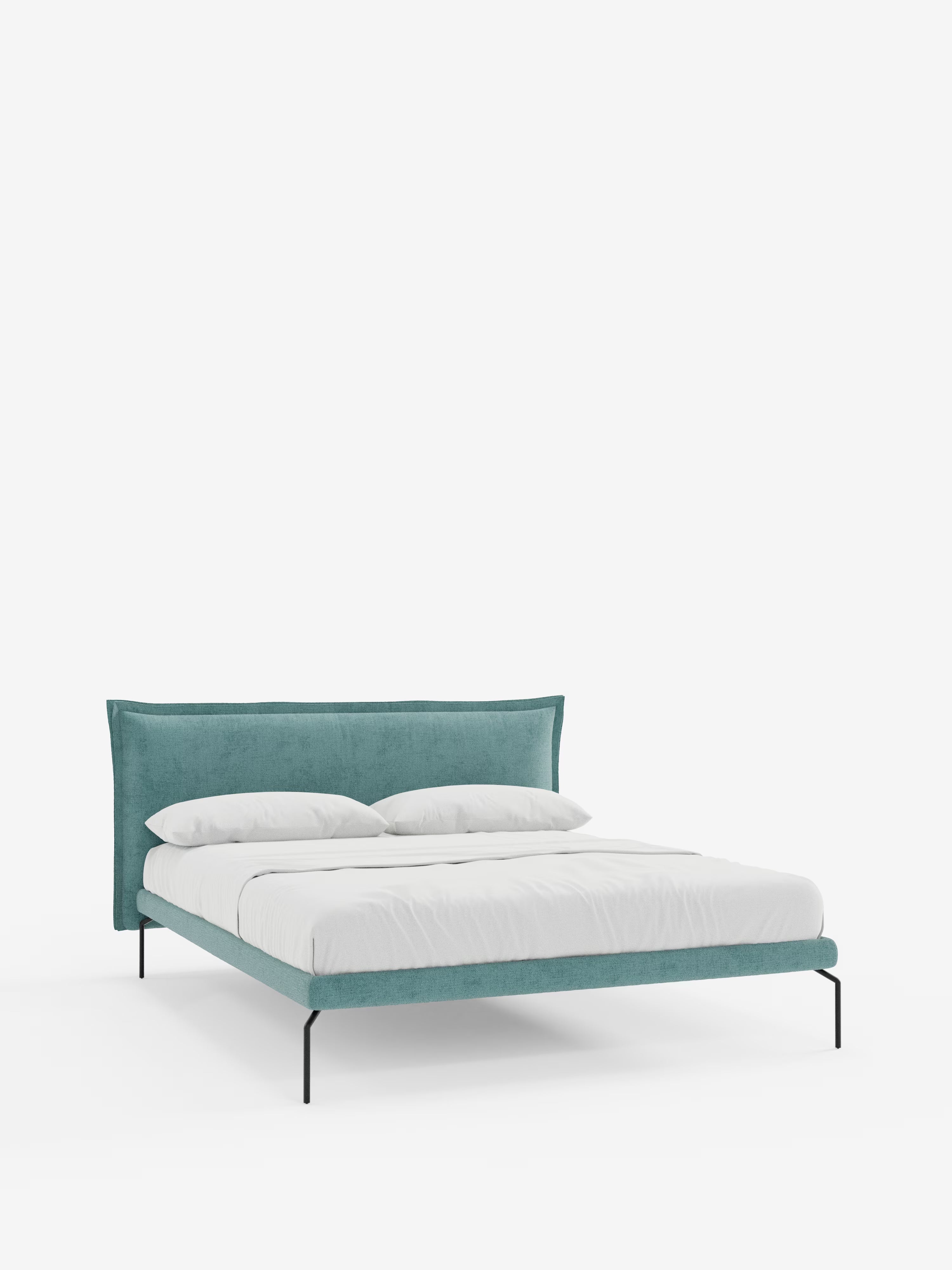 Eric Upholstered removable cover bed with steel legs in stain-resistant fabric