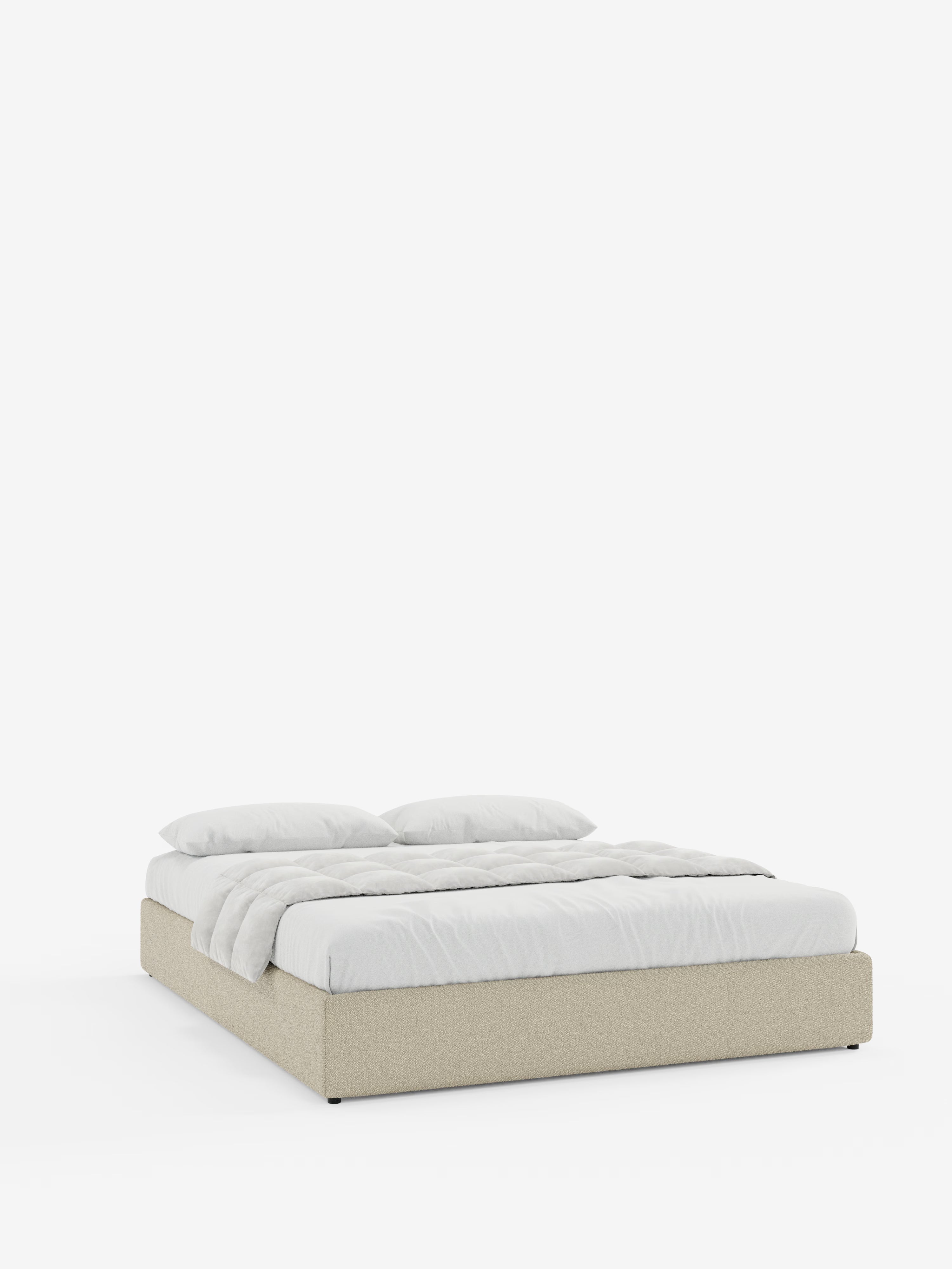 Ina Upholstered removable cover storage box spring in stain-resistant waterproof cotton-effect fabric