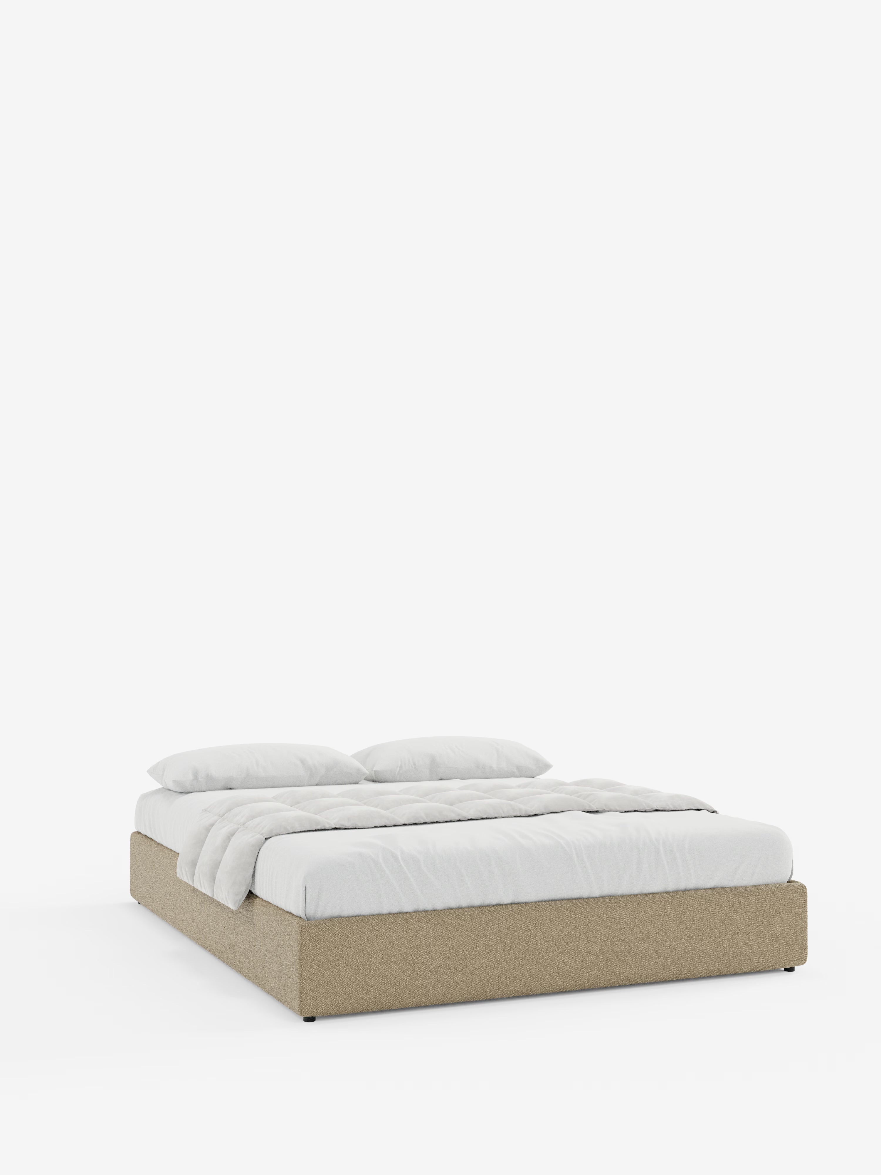 Ina Upholstered removable cover storage box spring in stain-resistant waterproof cotton-effect fabric