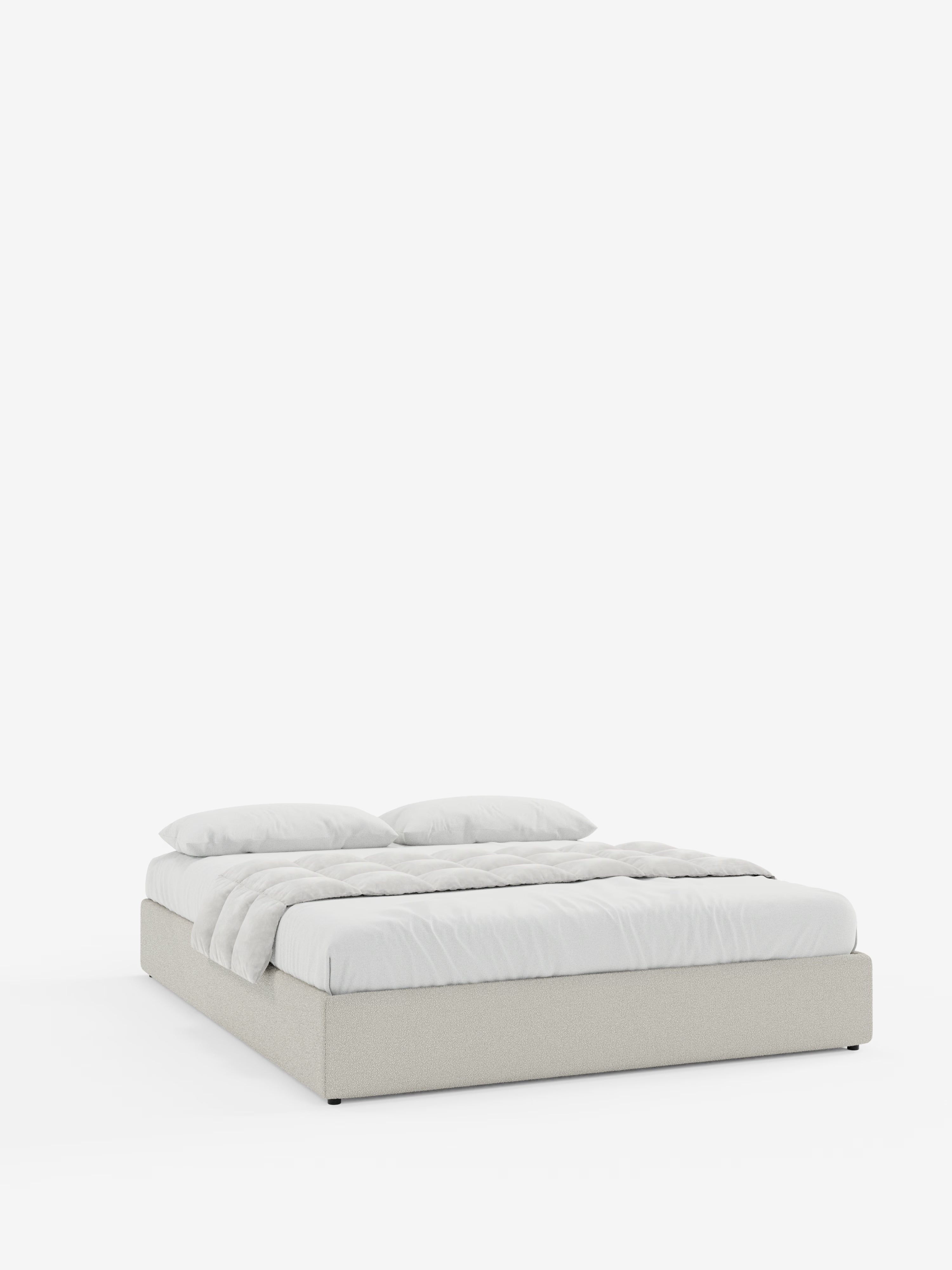 Ina Upholstered removable cover storage box spring in stain-resistant waterproof cotton-effect fabric