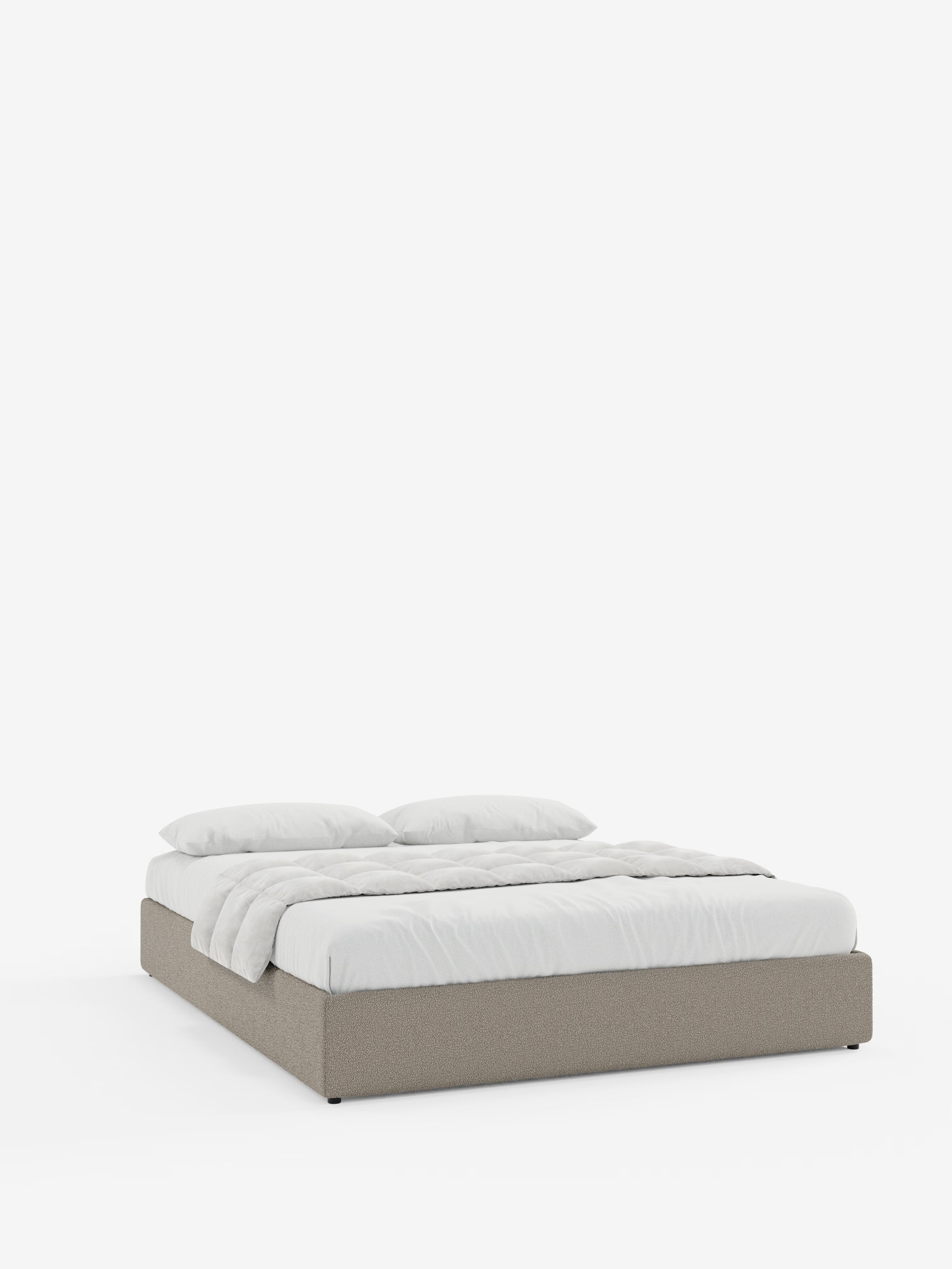 Ina Upholstered removable cover storage box spring in stain-resistant waterproof cotton-effect fabric