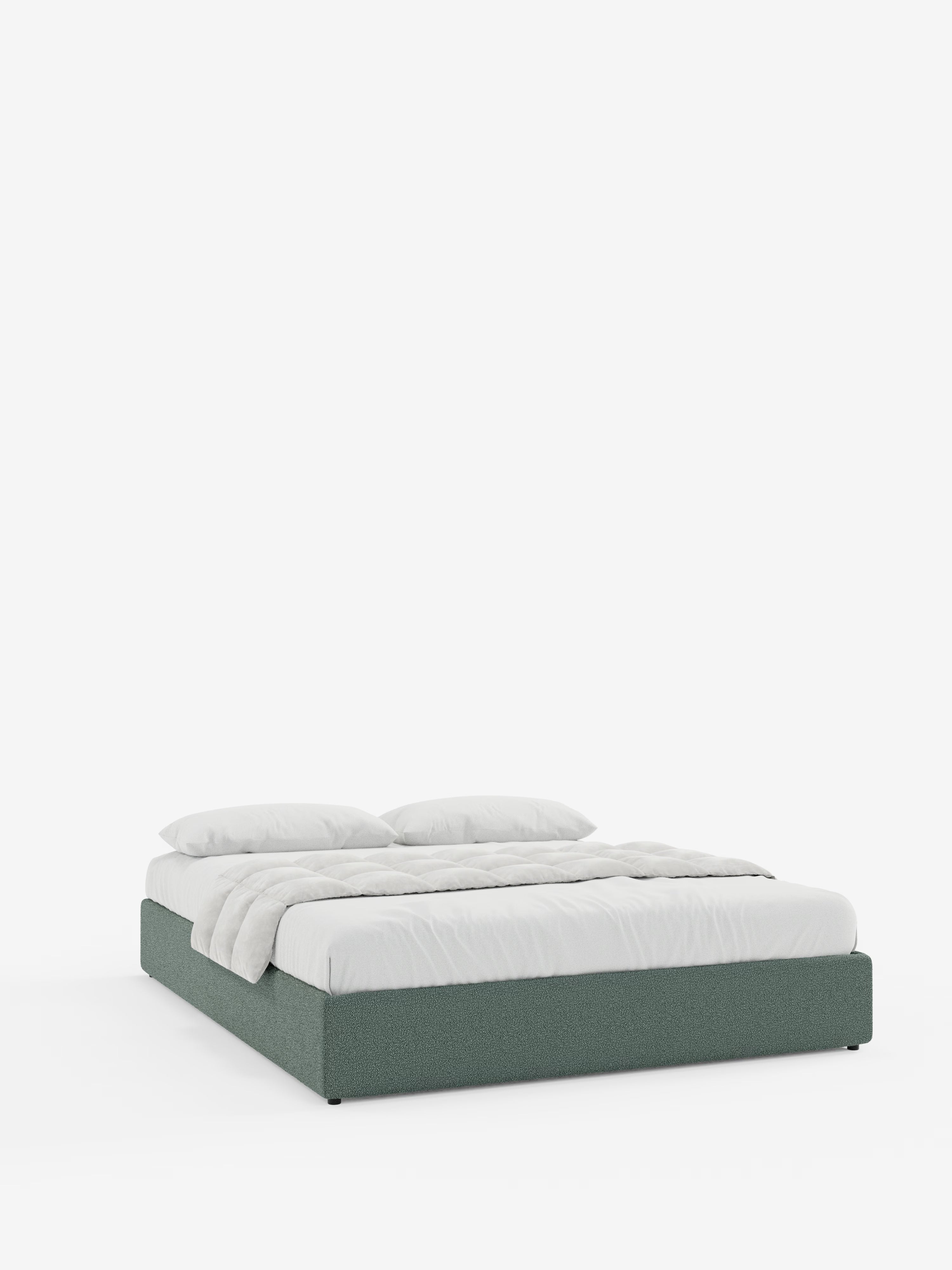 Ina Upholstered removable cover storage box spring in stain-resistant waterproof cotton-effect fabric