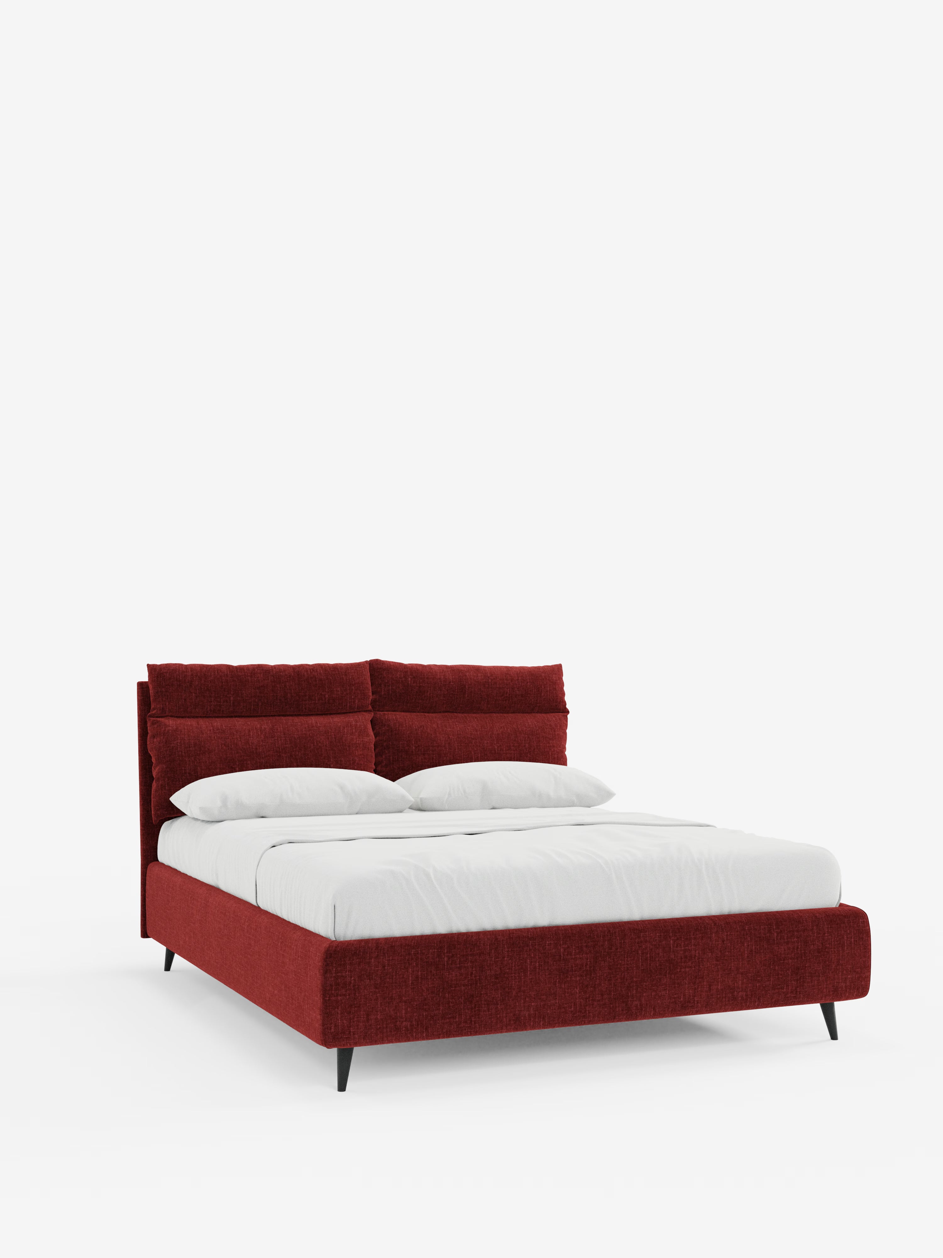 Jerry Upholstered storage bed with reclining cushions in stain-resistant chenille fabric Quick-Clean