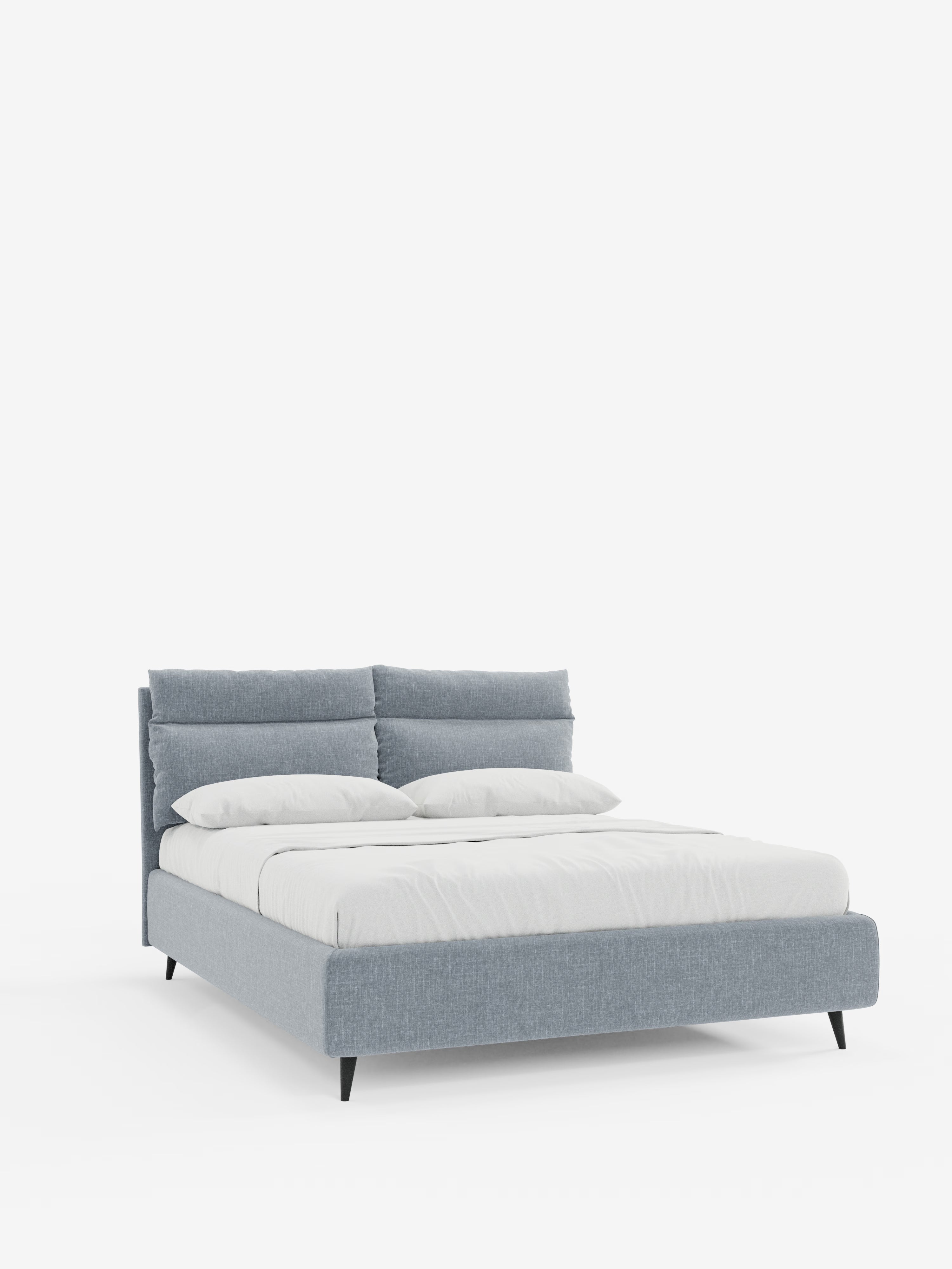 Jerry Upholstered storage bed with reclining cushions in stain-resistant chenille fabric Quick-Clean