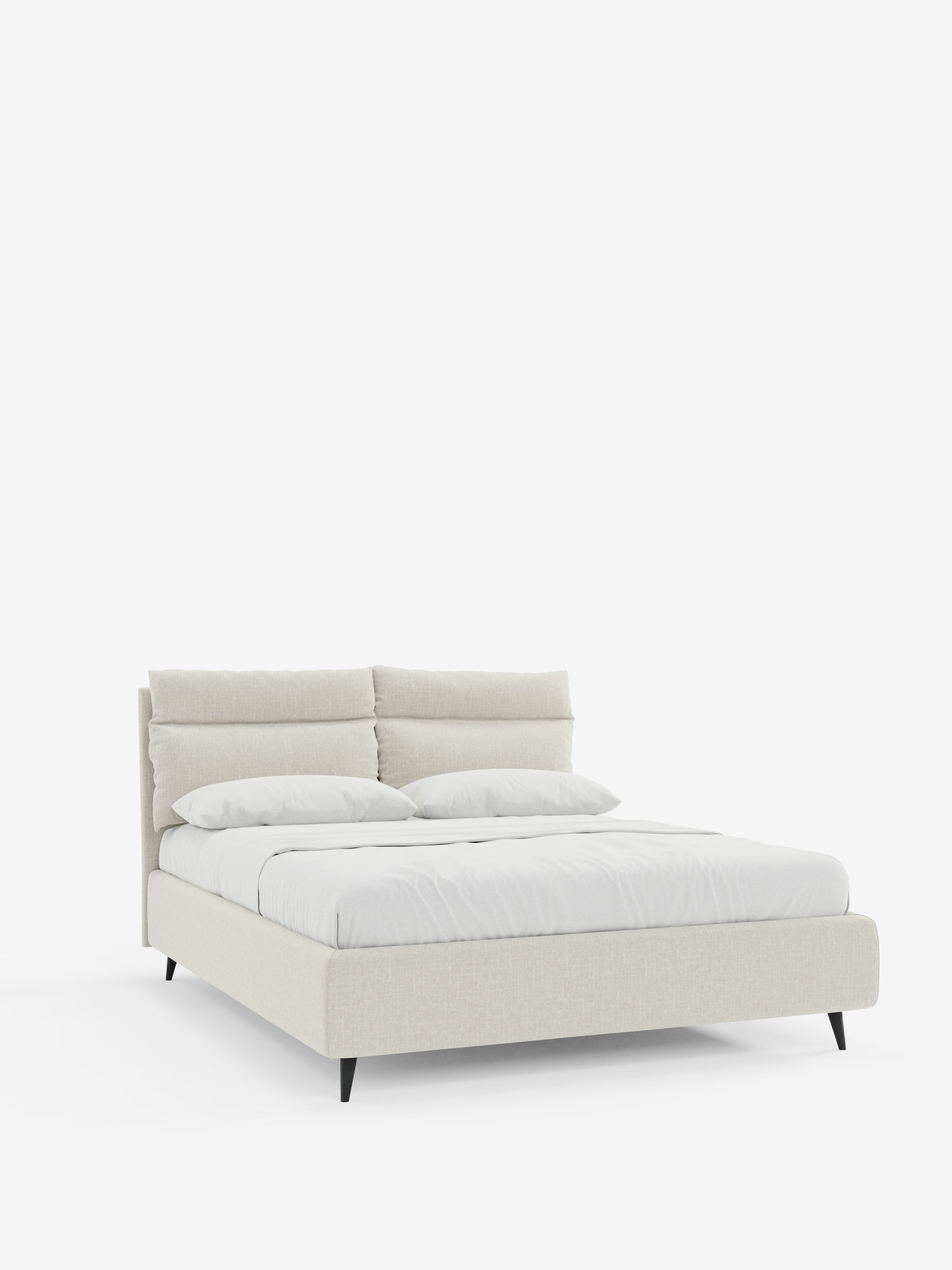 Jerry Upholstered storage bed with reclining cushions in stain-resistant chenille fabric Quick-Clean