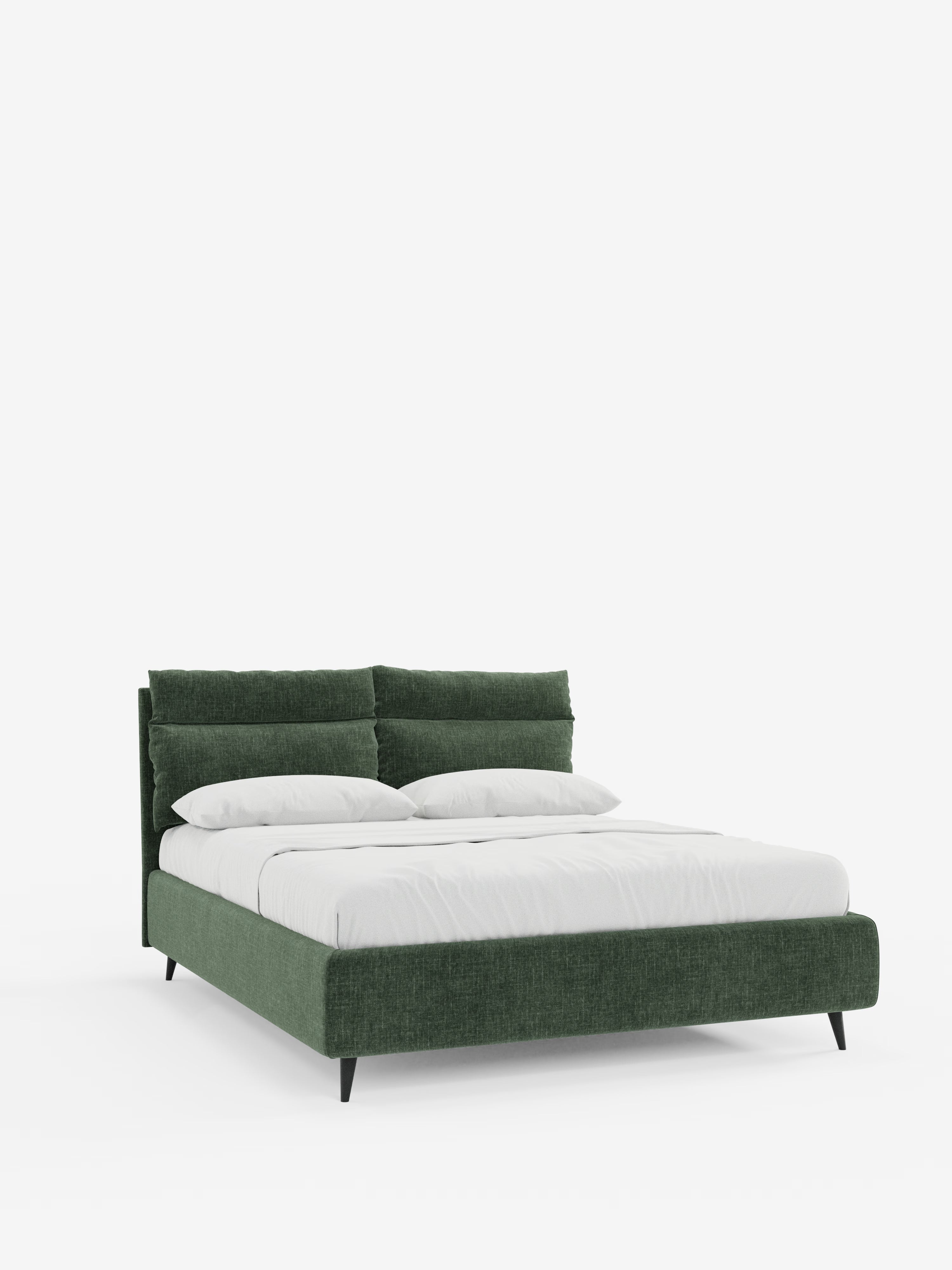 Jerry Upholstered storage bed with reclining cushions in stain-resistant chenille fabric Quick-Clean
