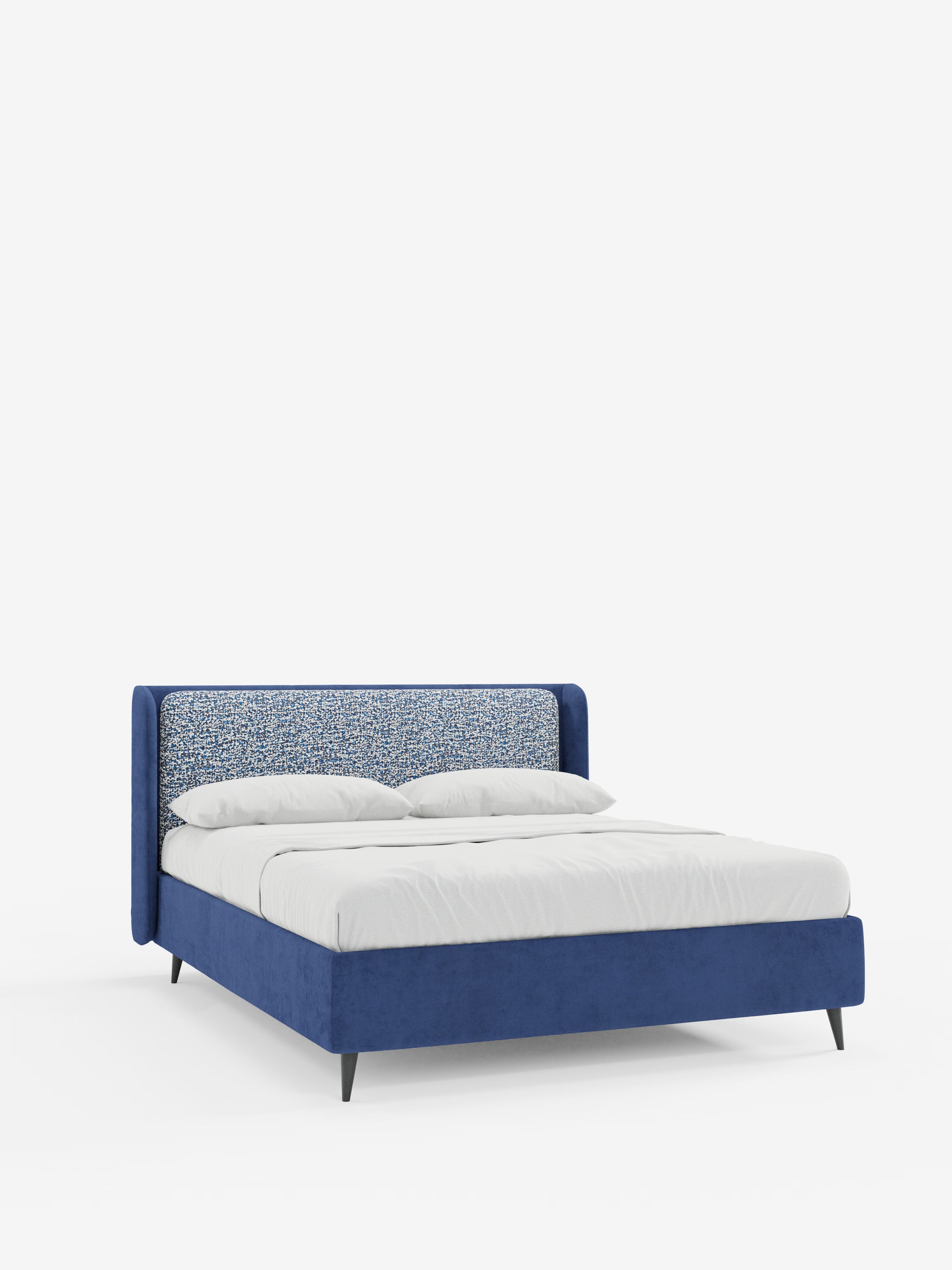 Nadine Cama con canapé tapizada de doble tejido Magnolia Bouclé y Jazz microfibra antimanchas