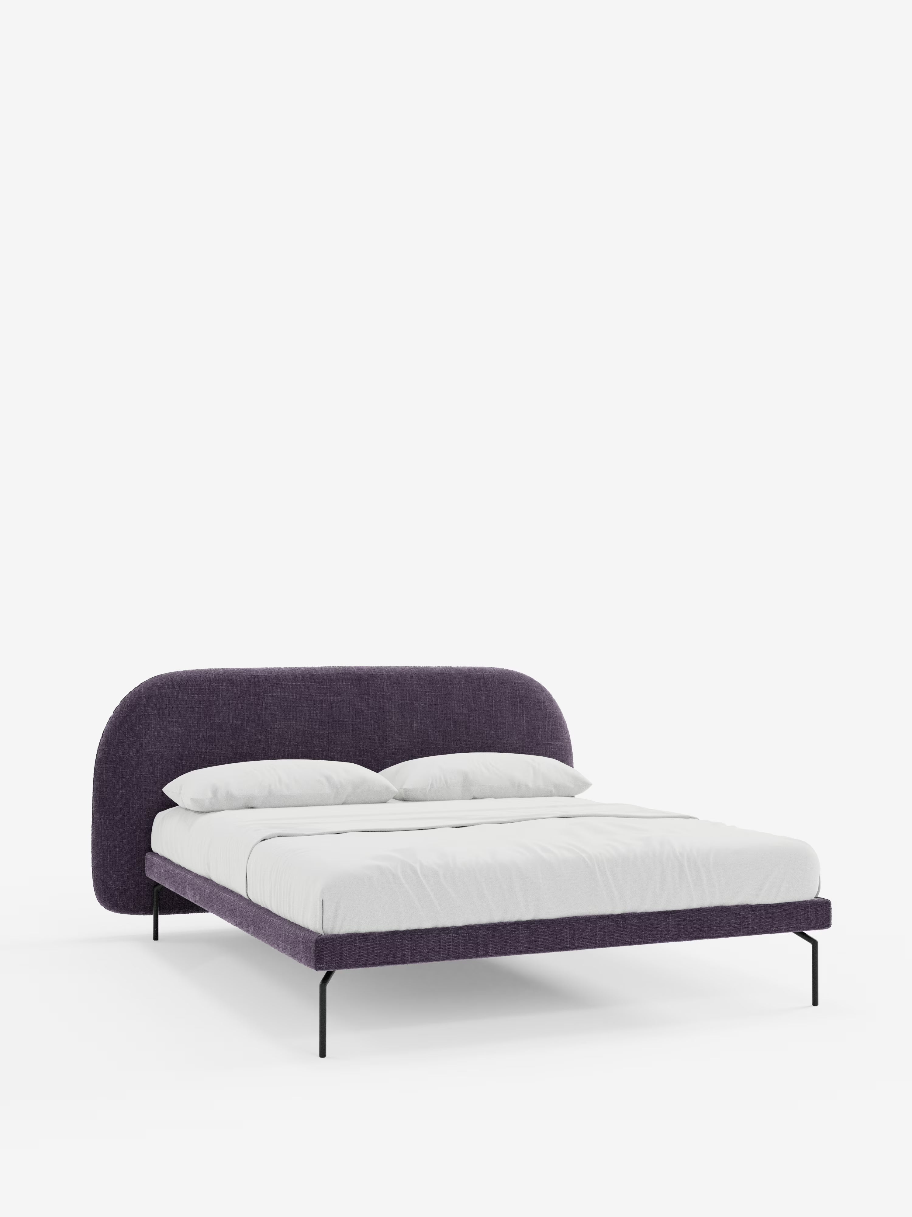 Soleil Cama acolchada de diseño con patas de metal y tejido jacquard antimanchas
