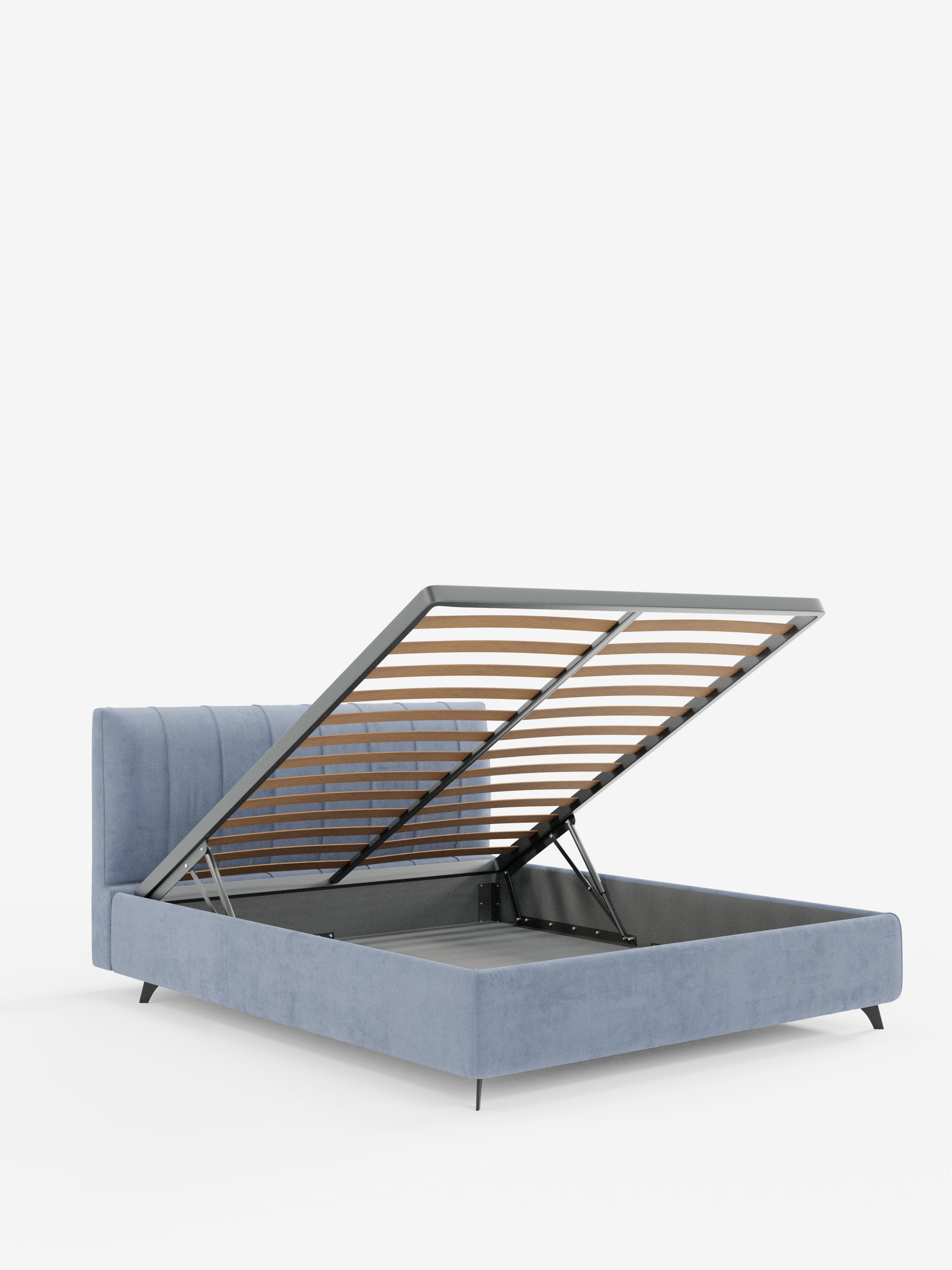 Bogart Modern double storage bed in stain-resistant microfiber, removable cover, and spacious compartment