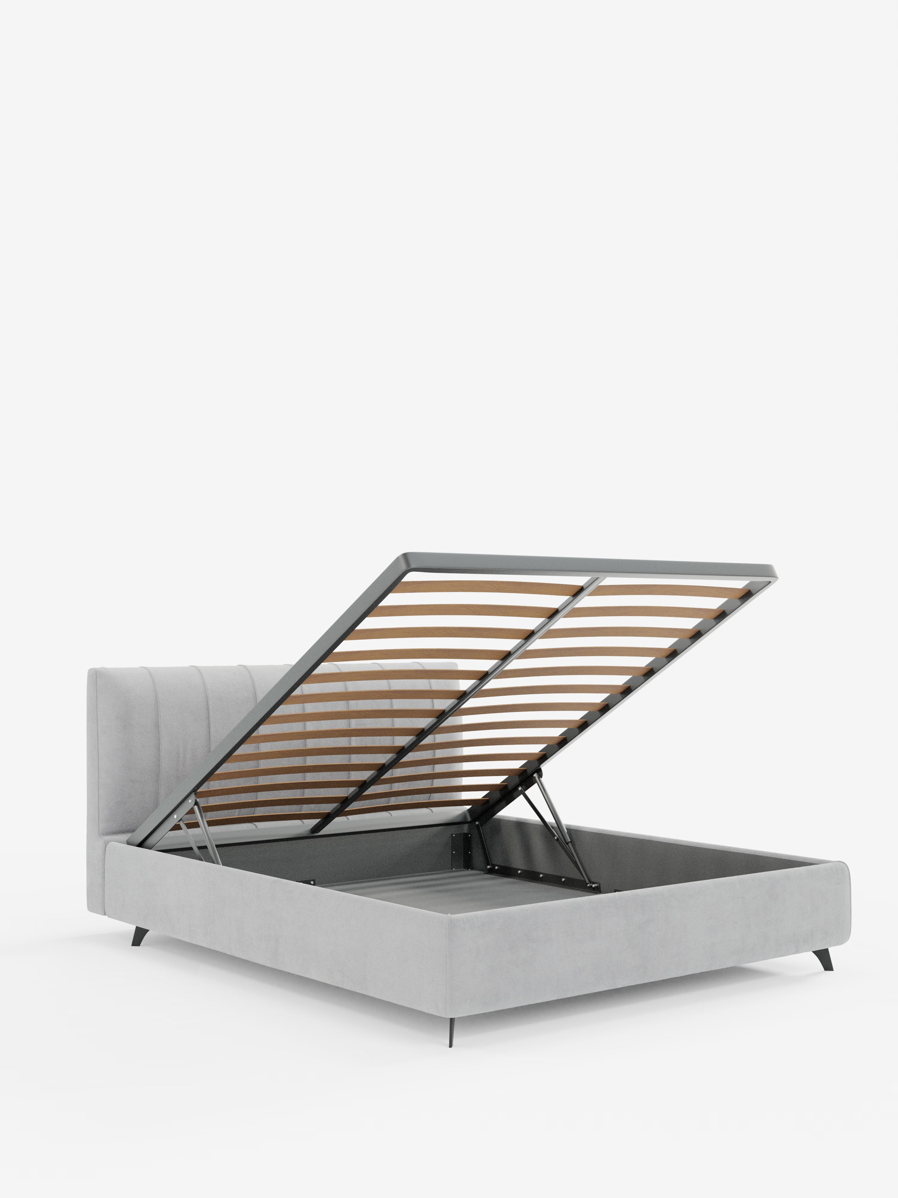 Bogart Modern double storage bed in stain-resistant microfiber, removable cover, and spacious compartment