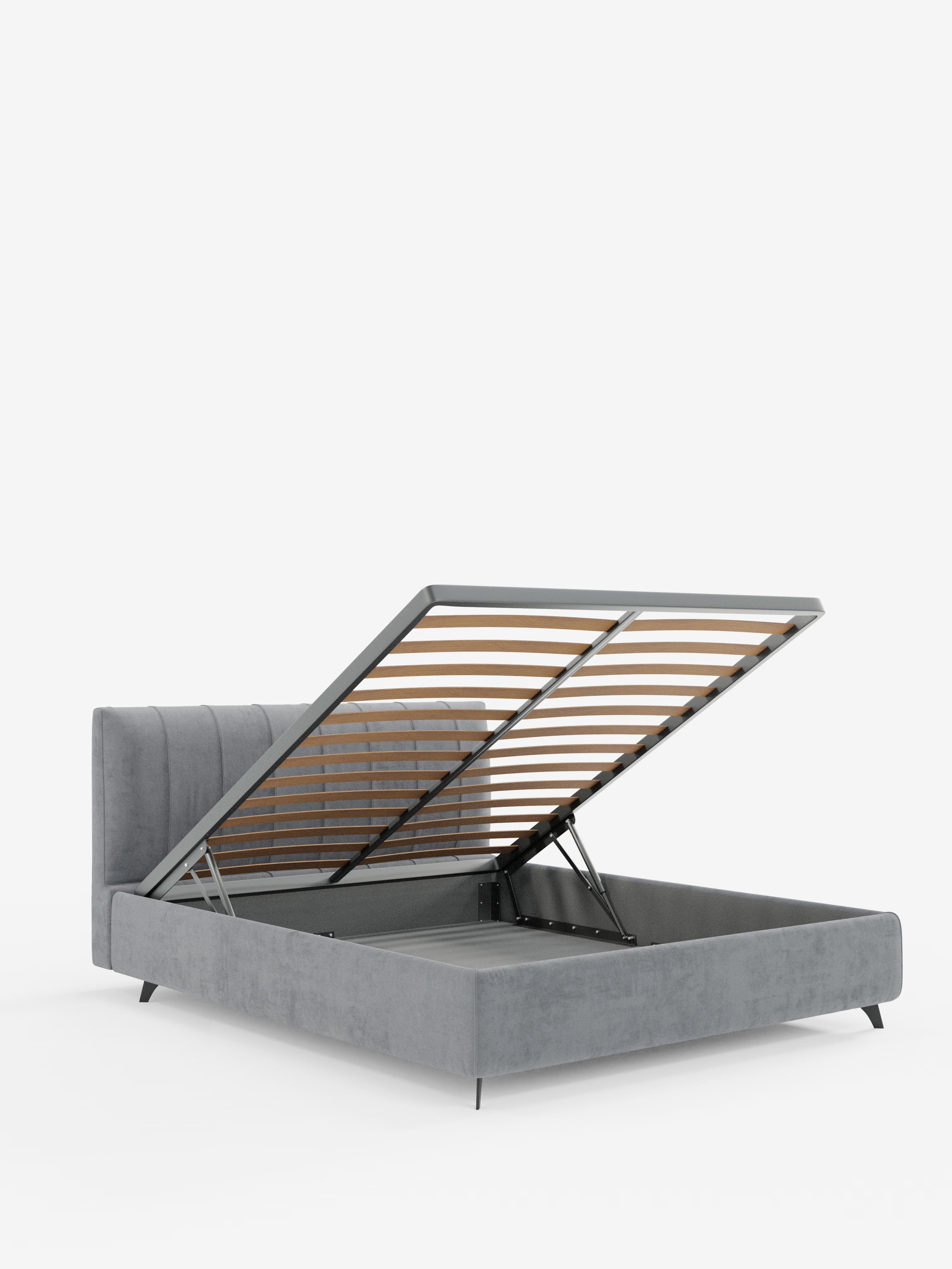 Bogart Modern double storage bed in stain-resistant microfiber, removable cover, and spacious compartment