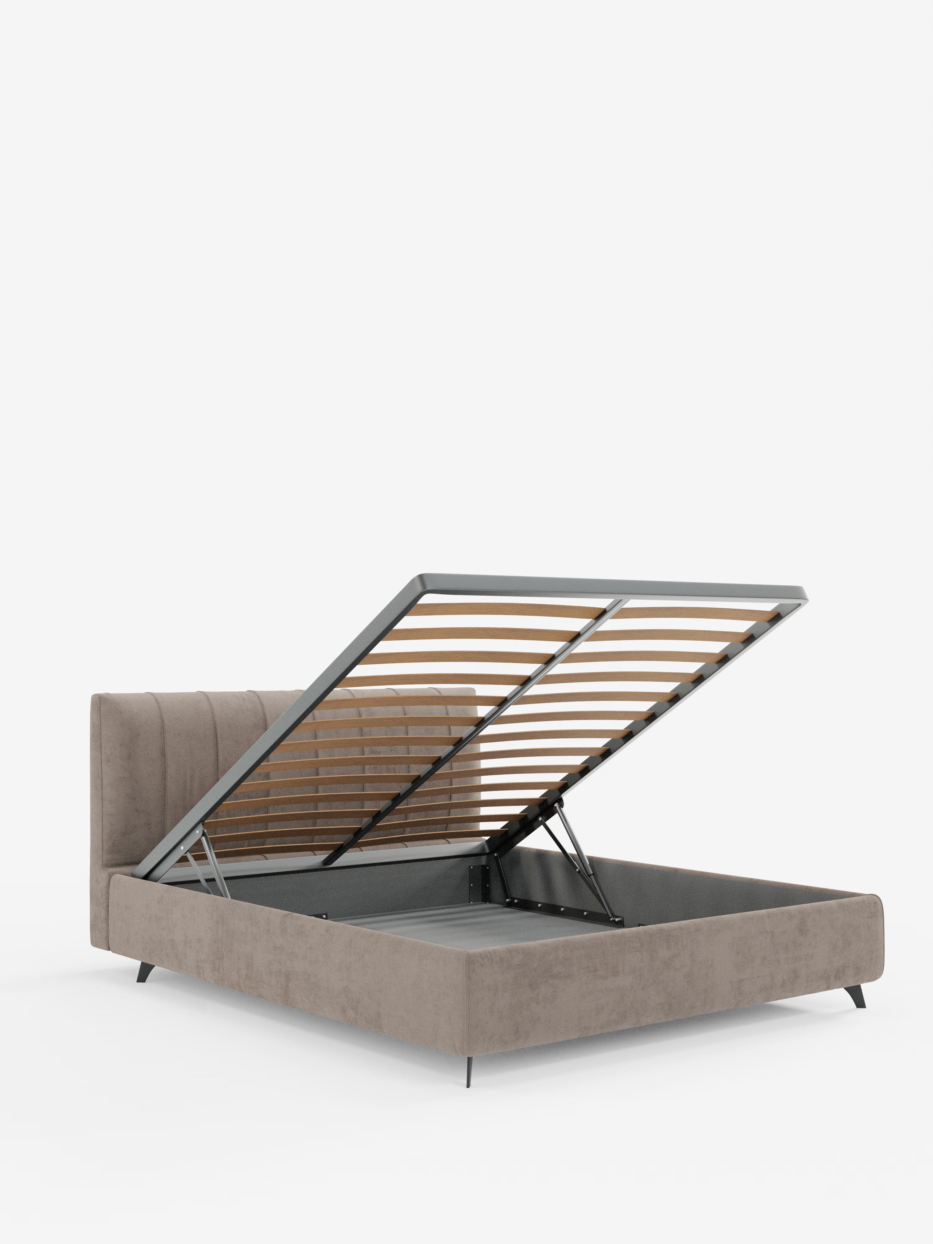 Bogart Modern double storage bed in stain-resistant microfiber, removable cover, and spacious compartment
