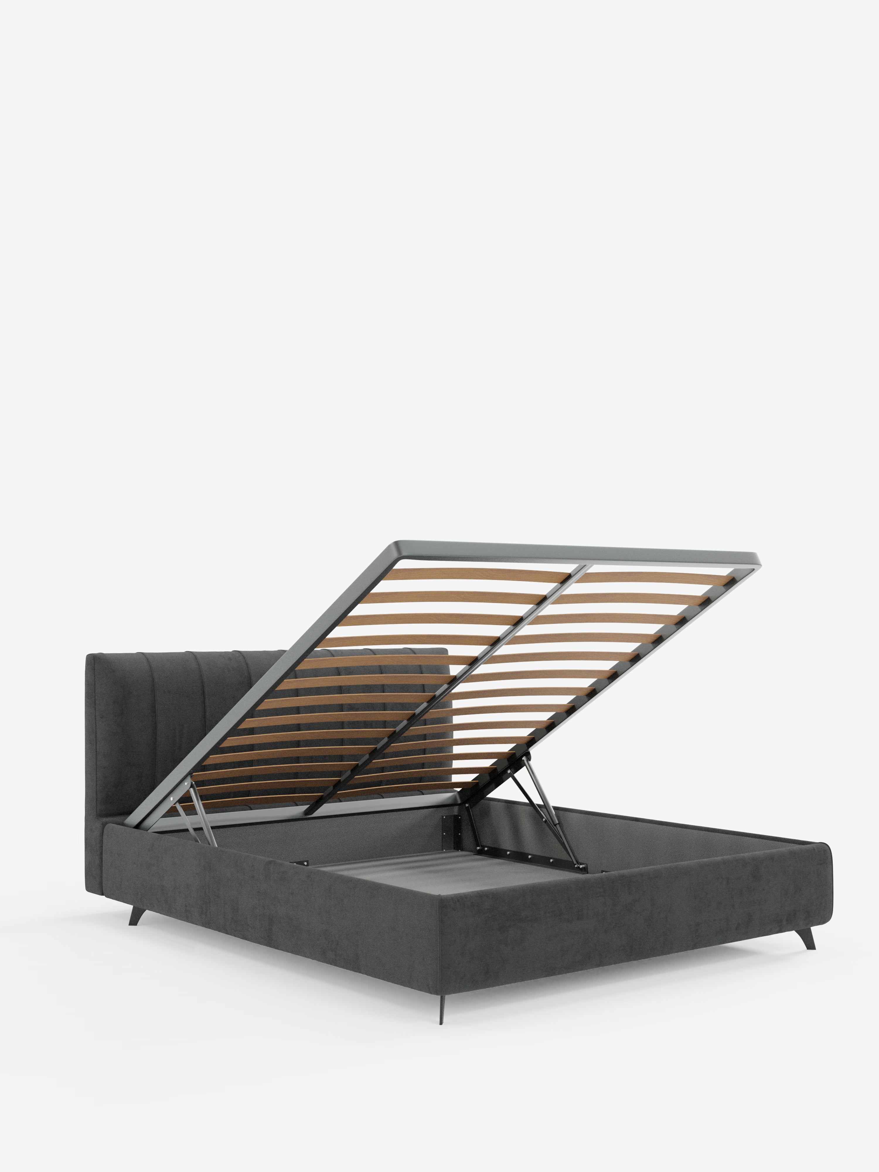 Bogart Modern double storage bed in stain-resistant microfiber, removable cover, and spacious compartment
