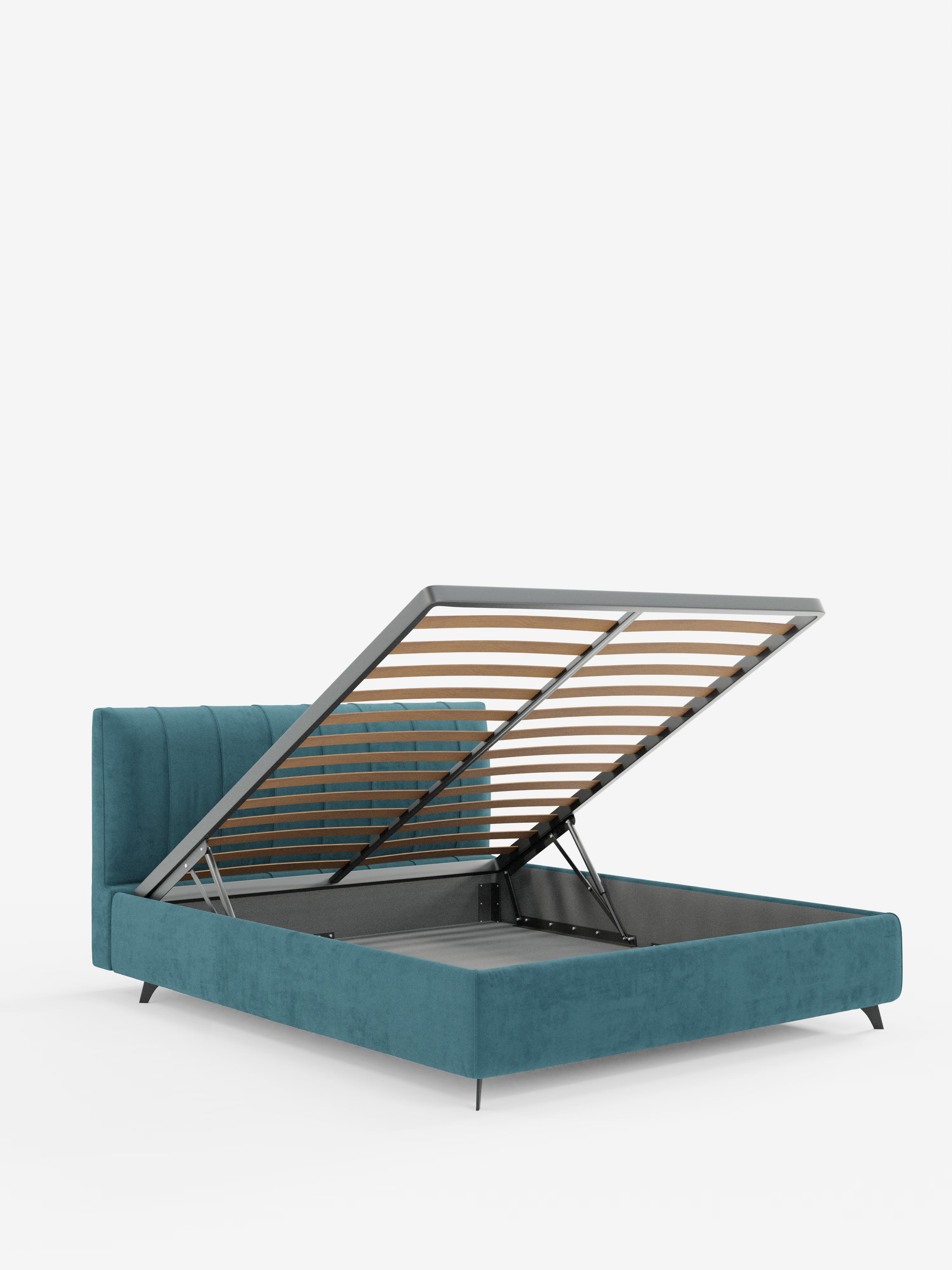 Bogart Modern double storage bed in stain-resistant microfiber, removable cover, and spacious compartment
