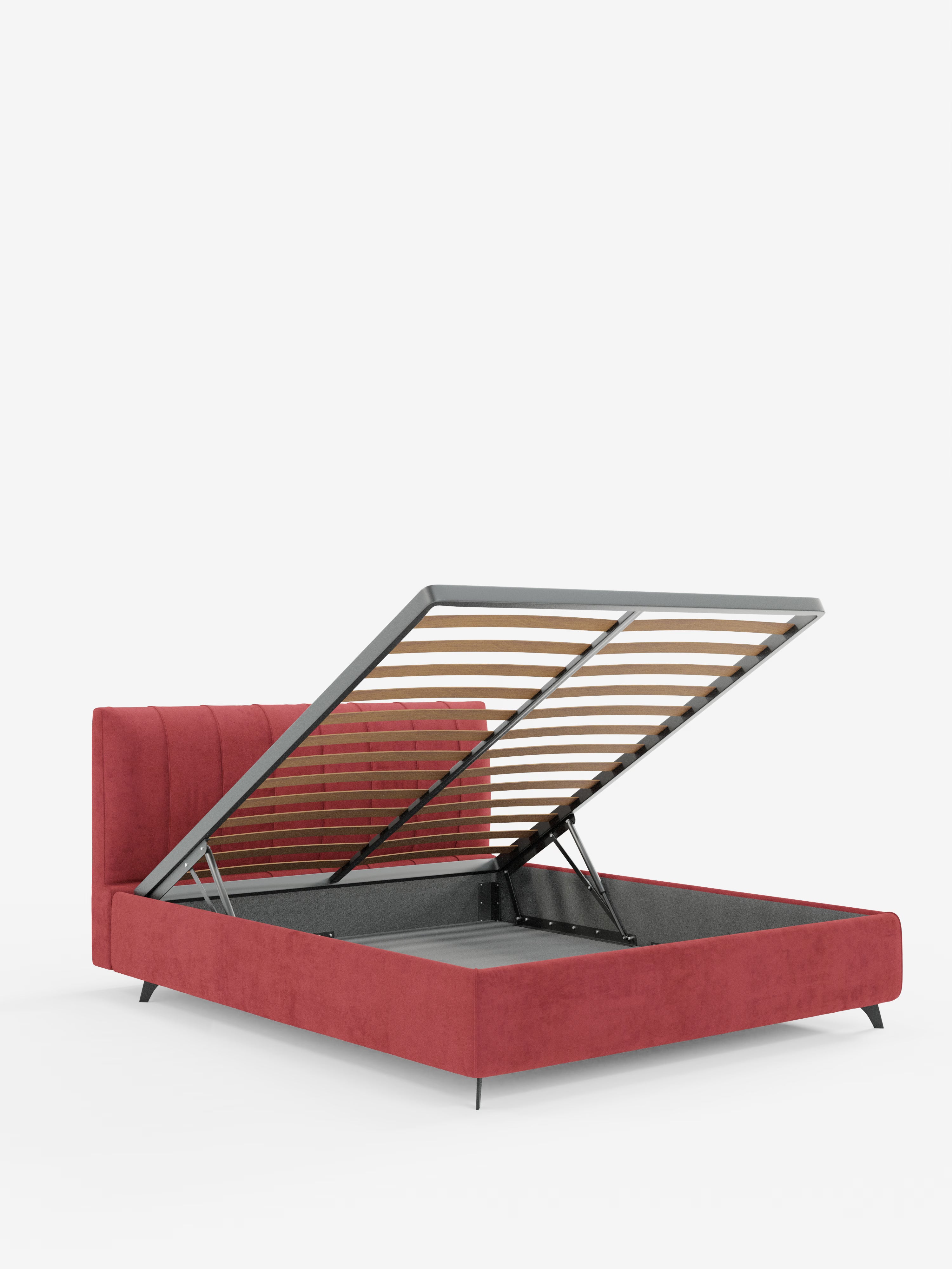 Bogart Modern double storage bed in stain-resistant microfiber, removable cover, and spacious compartment