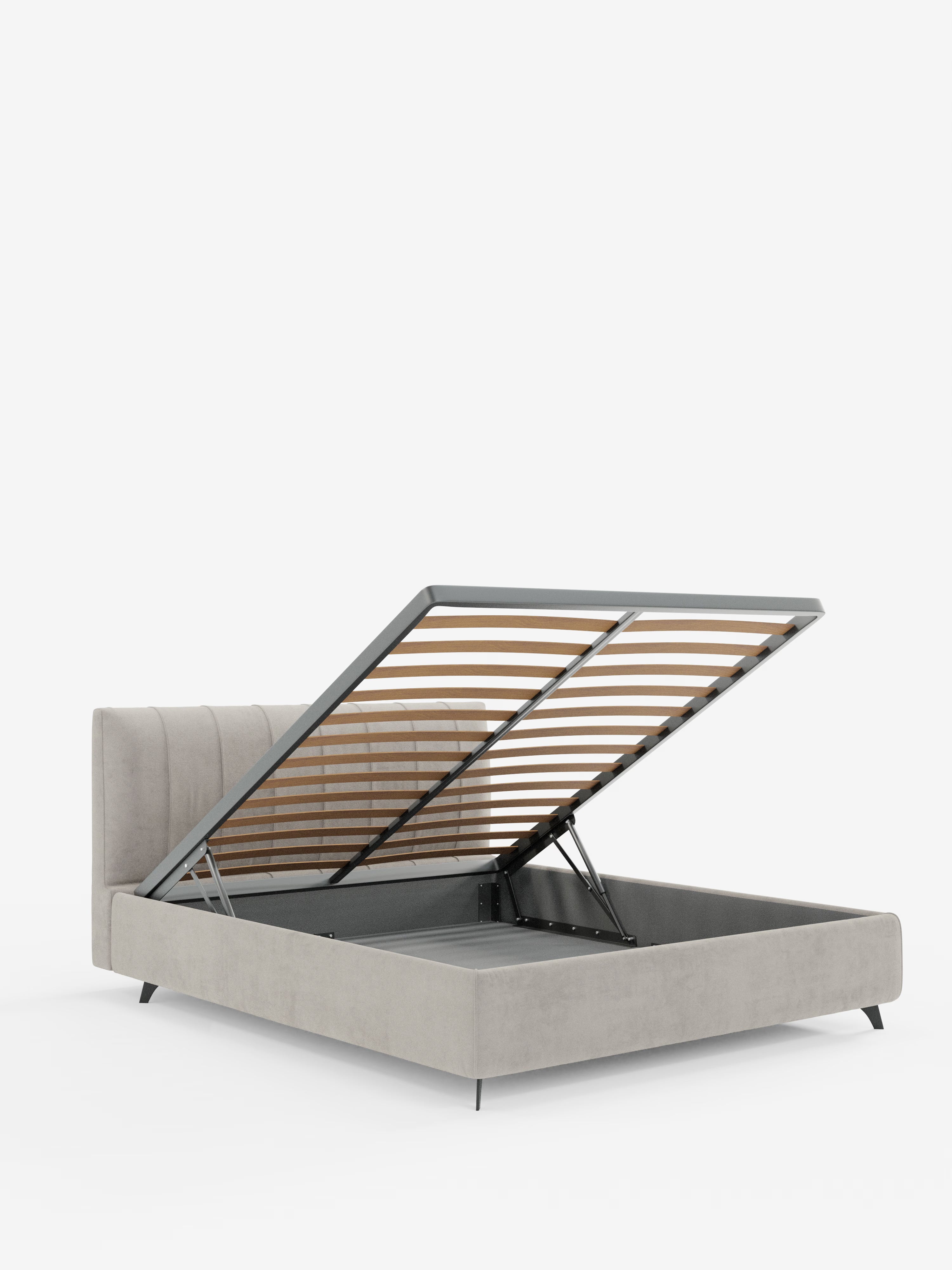 Bogart Modern double storage bed in stain-resistant microfiber, removable cover, and spacious compartment
