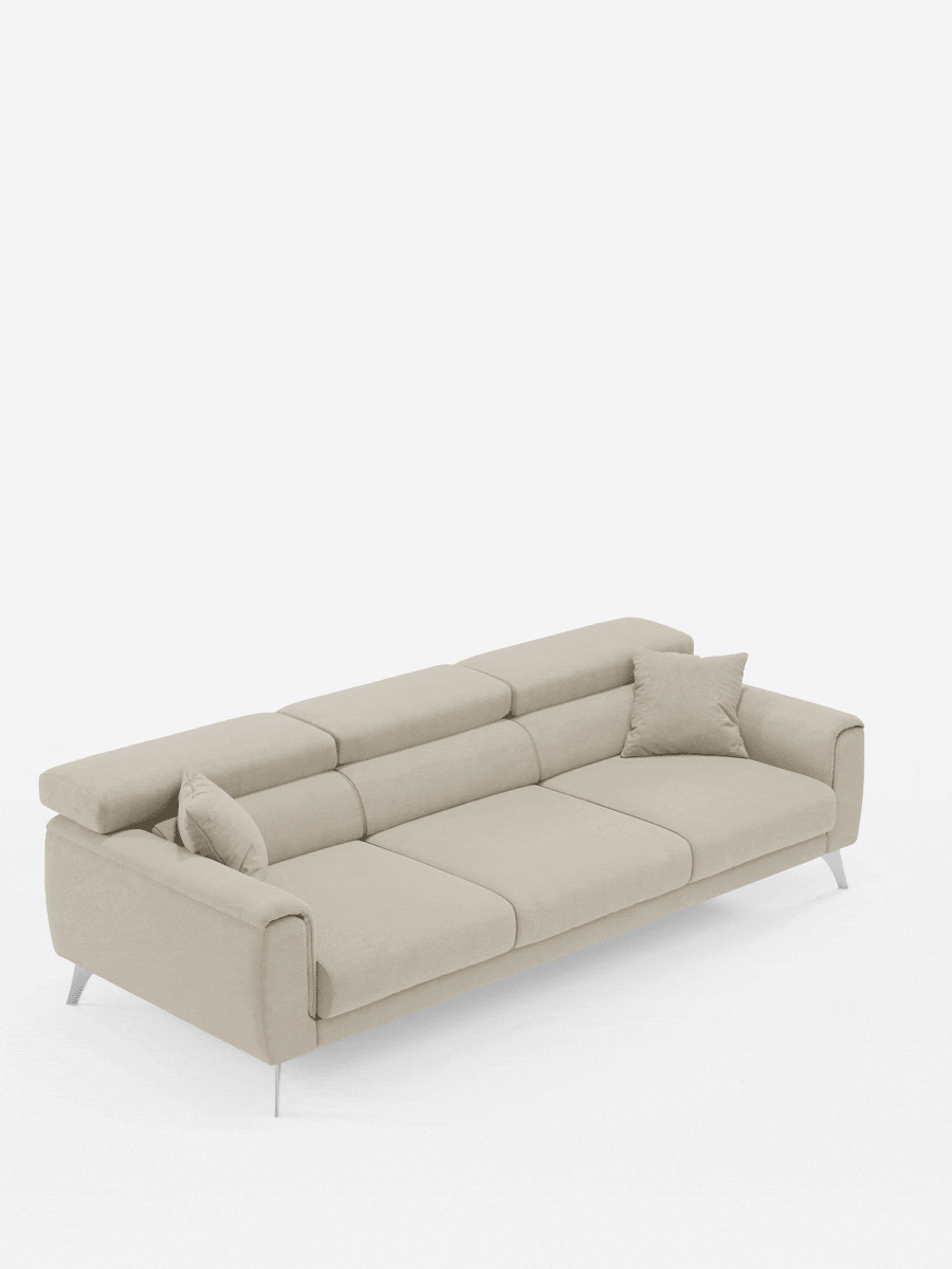 Caravaggio Sofa für 4 Personen mit drei ausziehbaren Sitzen und verstellbaren Kopfstützen aus fleckenabweisendem Stoff
