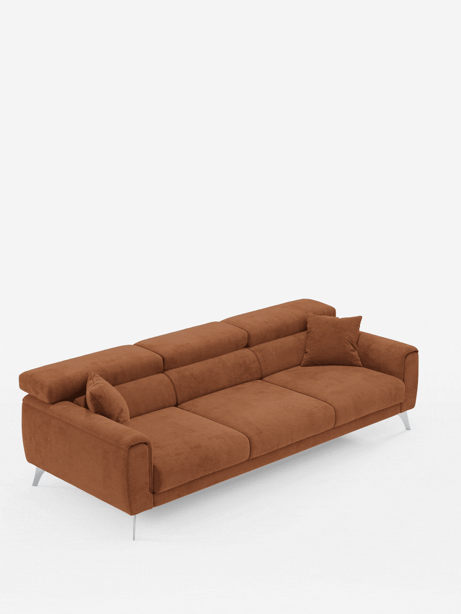 Caravaggio Sofa für 4 Personen mit drei ausziehbaren Sitzen und verstellbaren Kopfstützen aus fleckenabweisendem Stoff