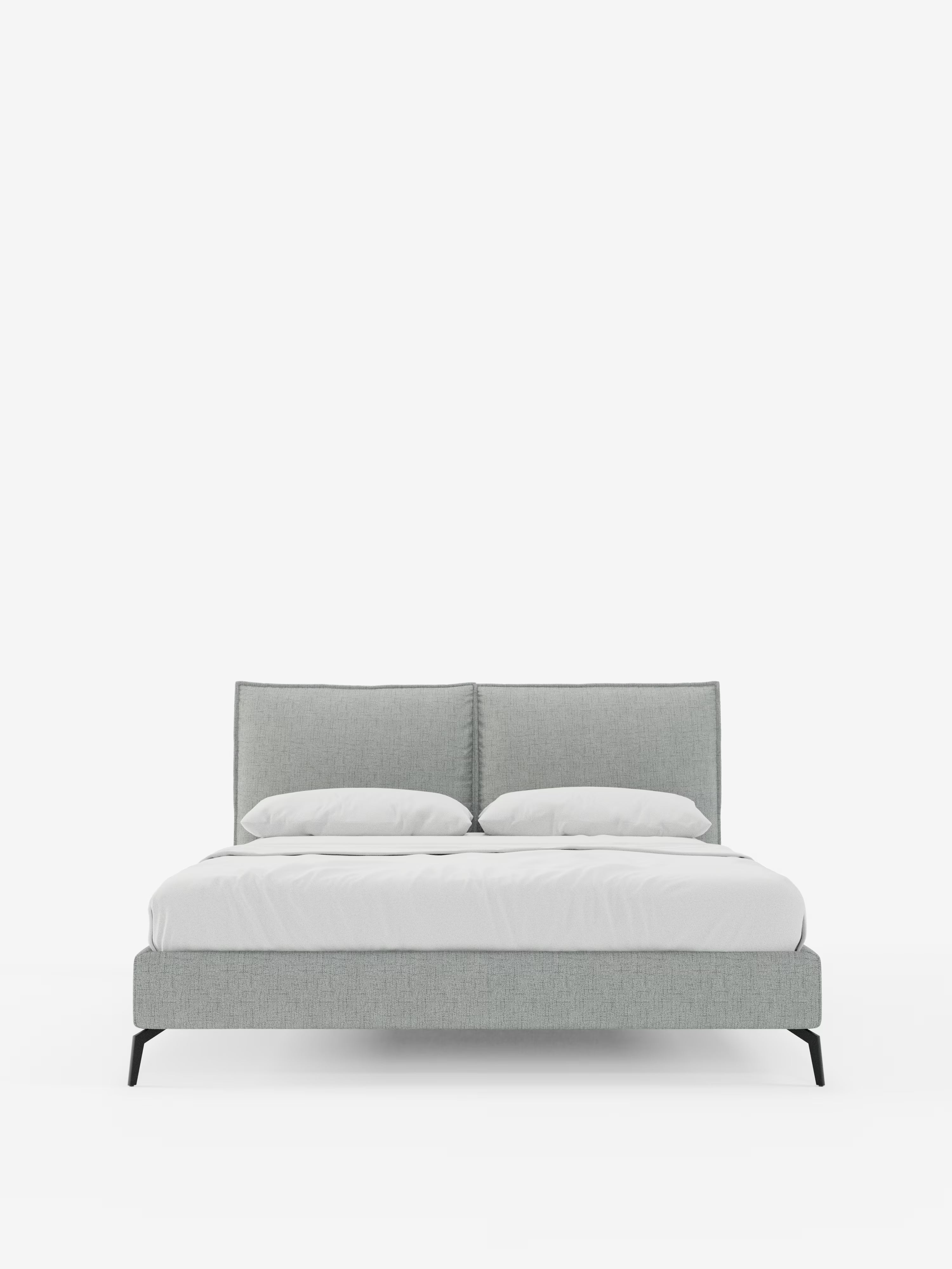 Cloe Cama acolchada de diseño elegante con patas de metal y tejido flameado impermeable
