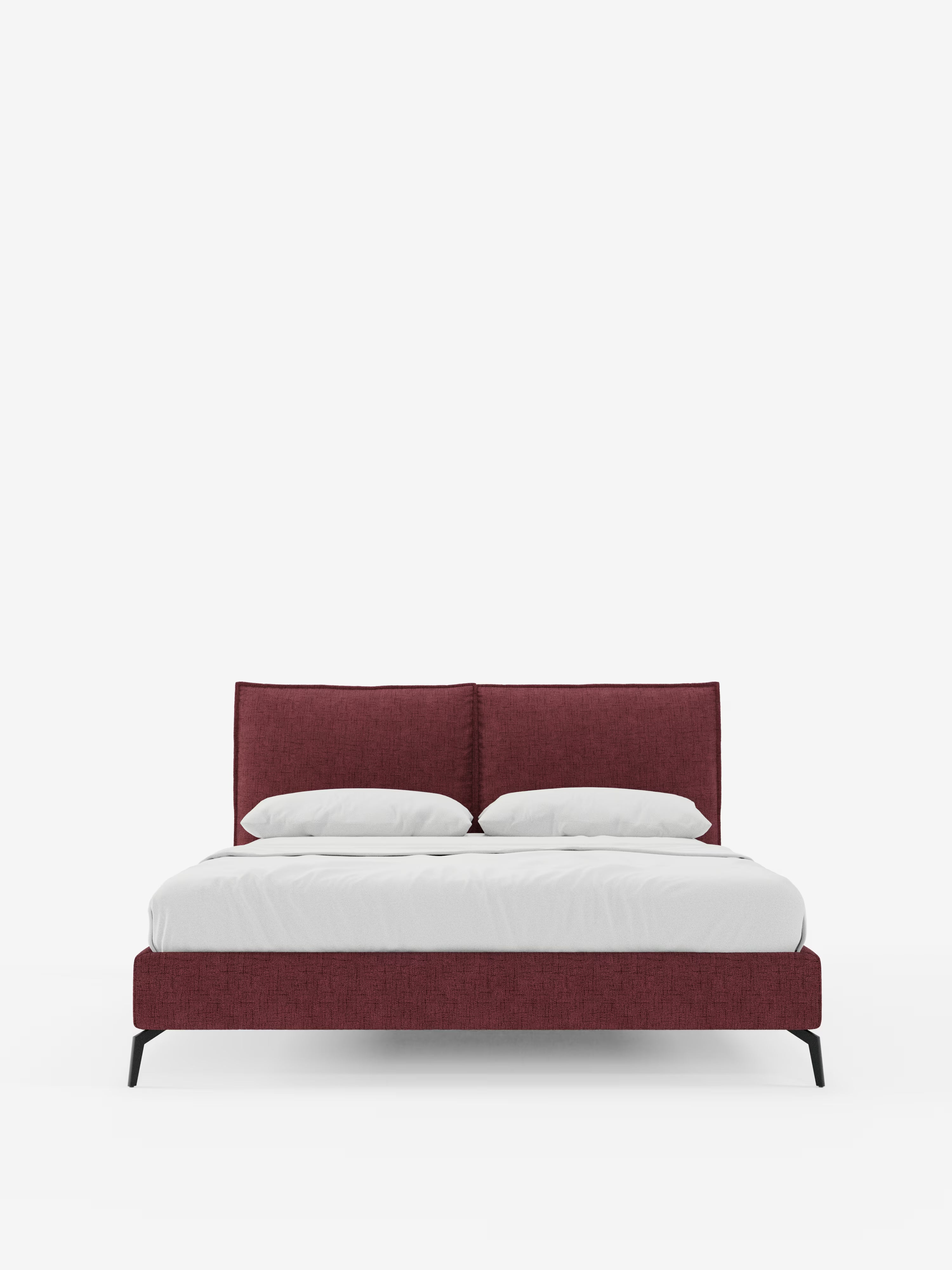 Cloe Cama acolchada de diseño elegante con patas de metal y tejido flameado impermeable