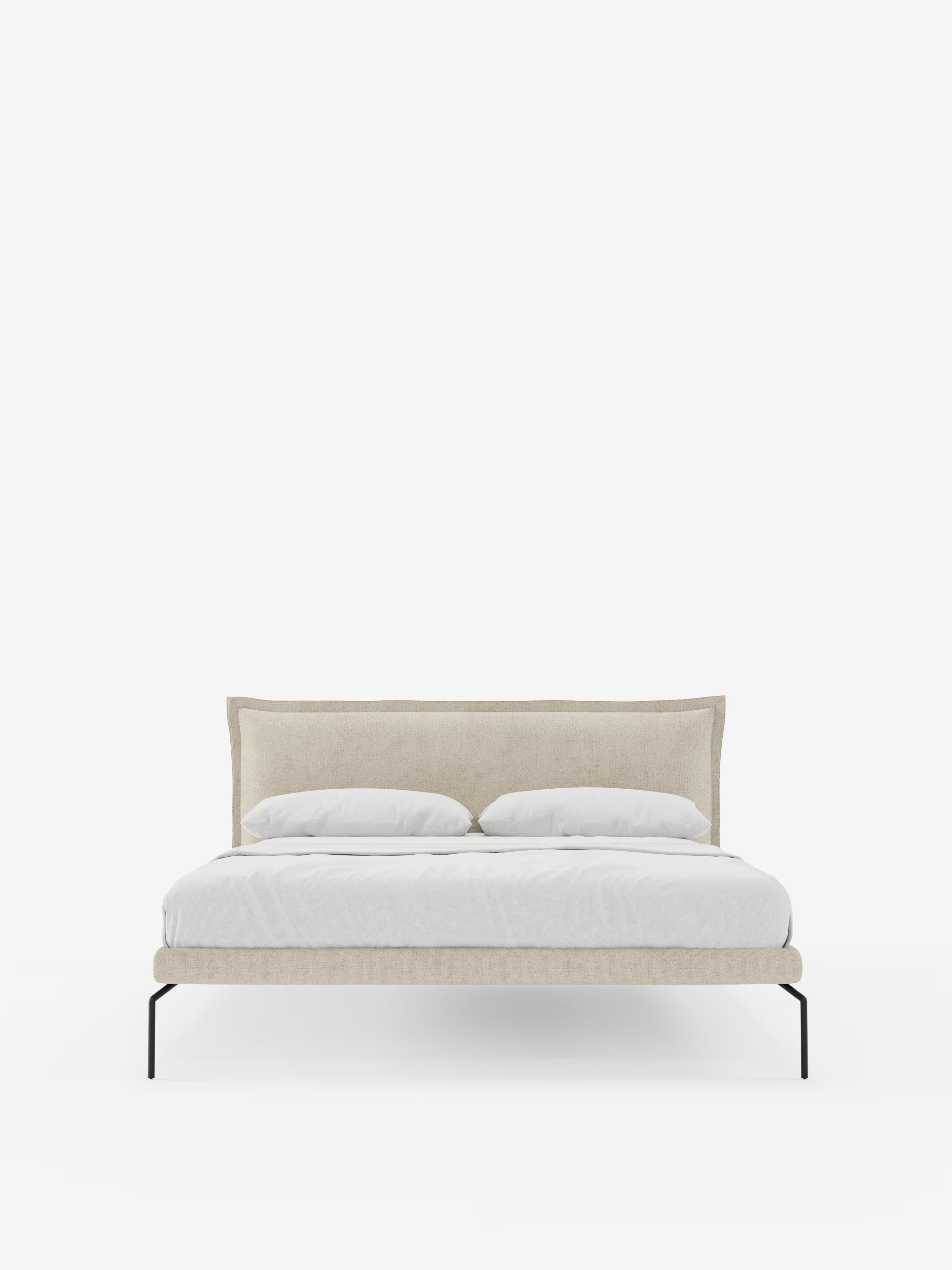 Eric Upholstered removable cover bed with steel legs in stain-resistant fabric