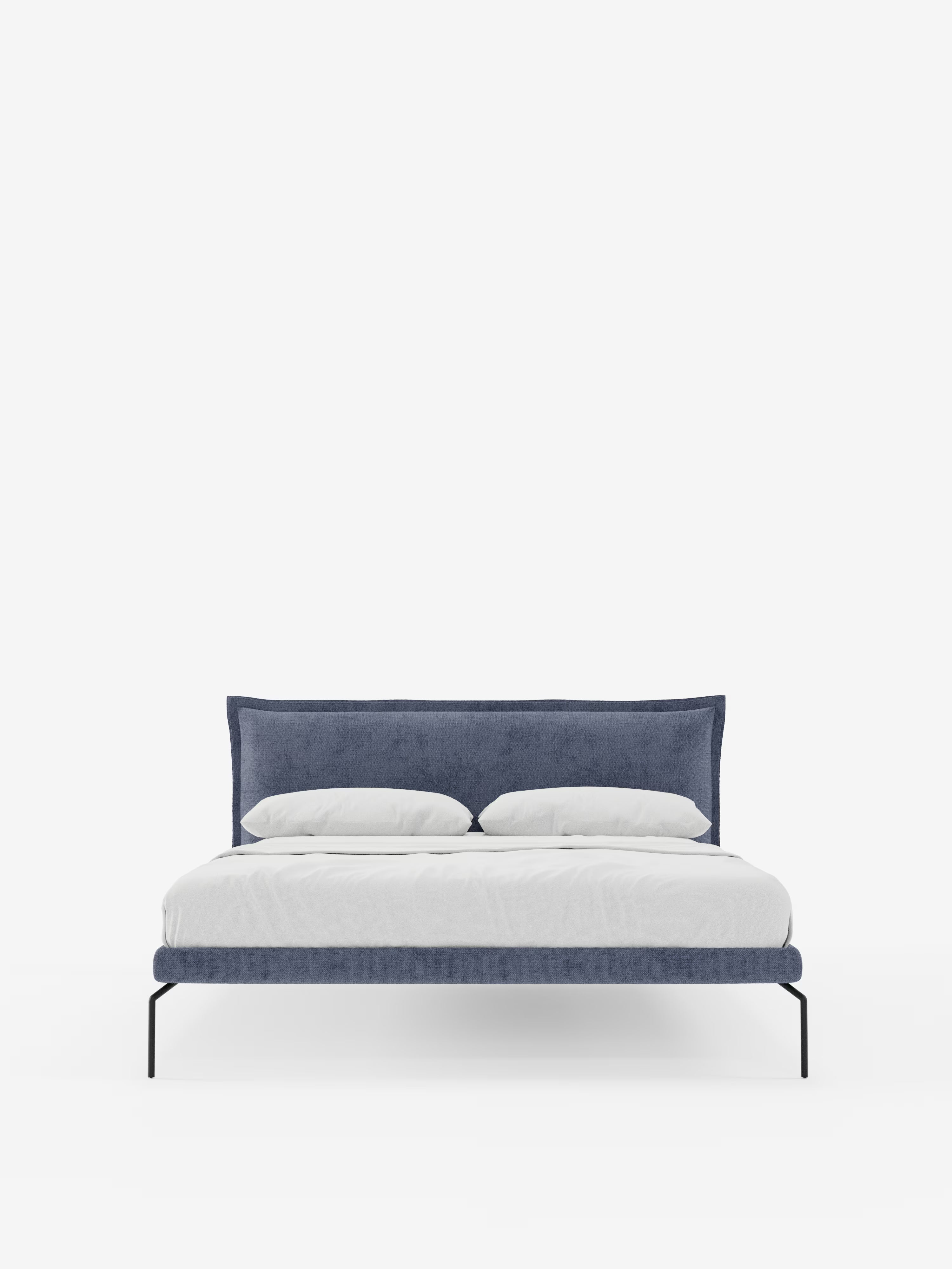Eric Upholstered removable cover bed with steel legs in stain-resistant fabric