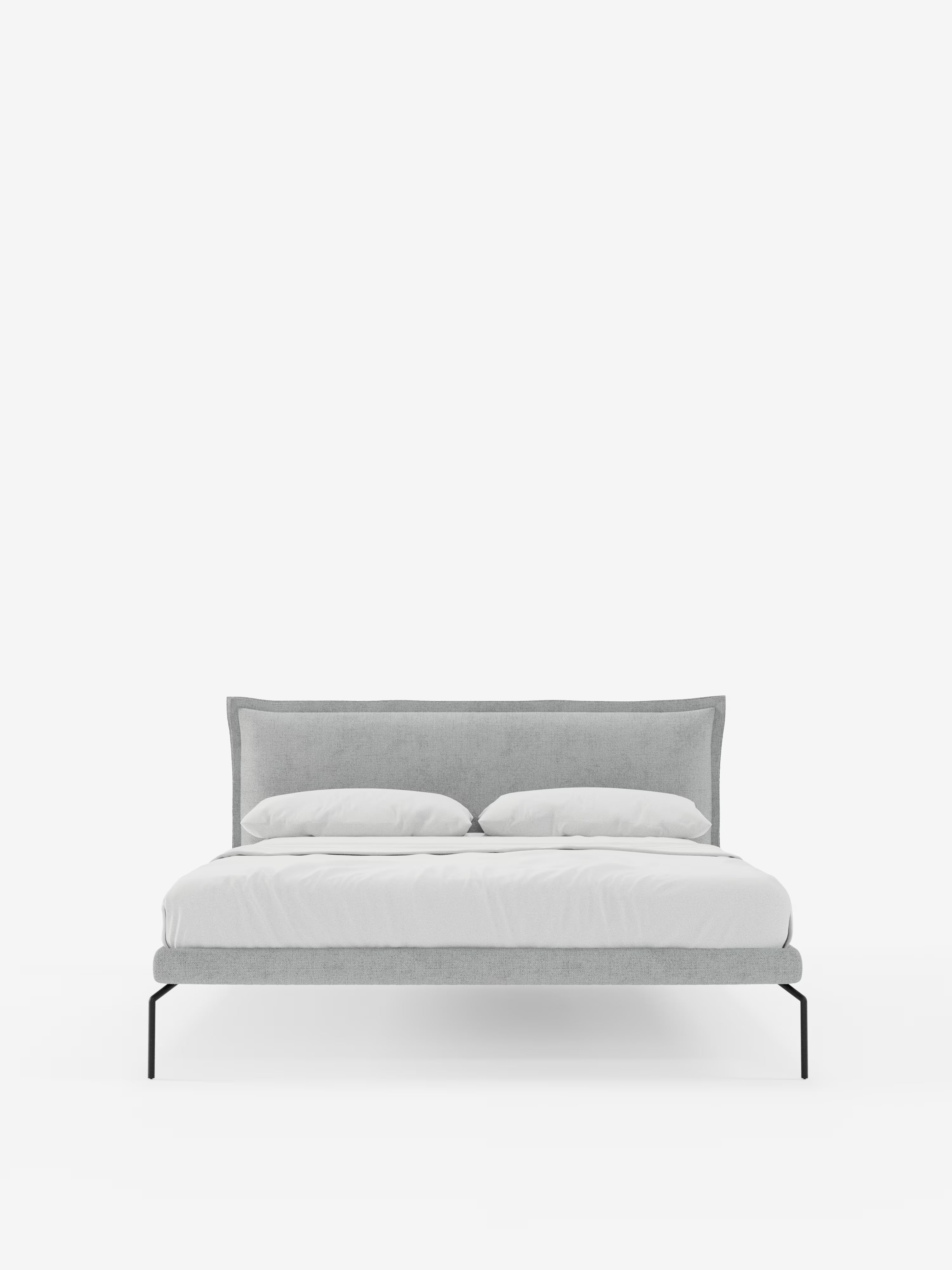 Eric Upholstered removable cover bed with steel legs in stain-resistant fabric