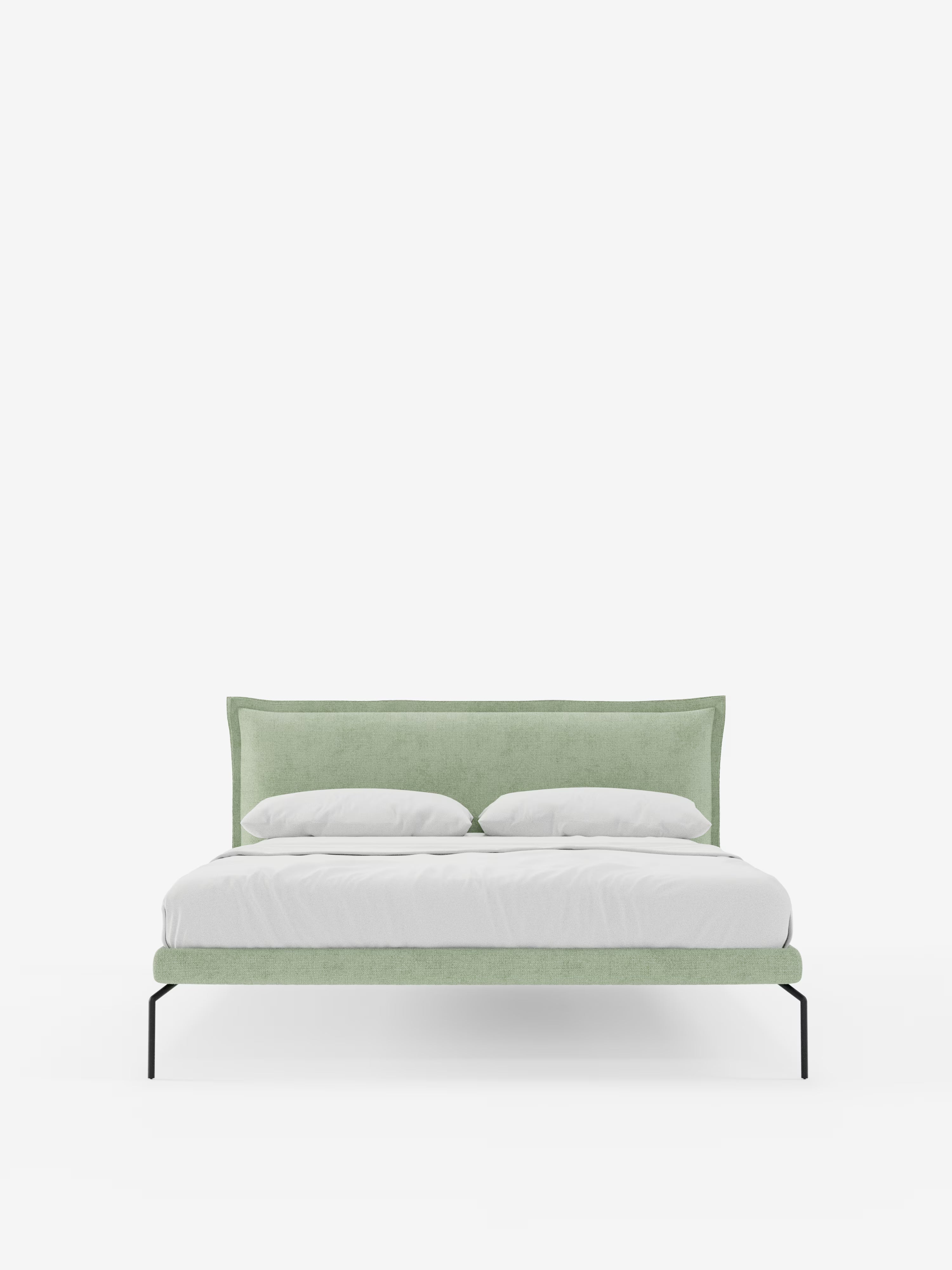 Eric Upholstered removable cover bed with steel legs in stain-resistant fabric