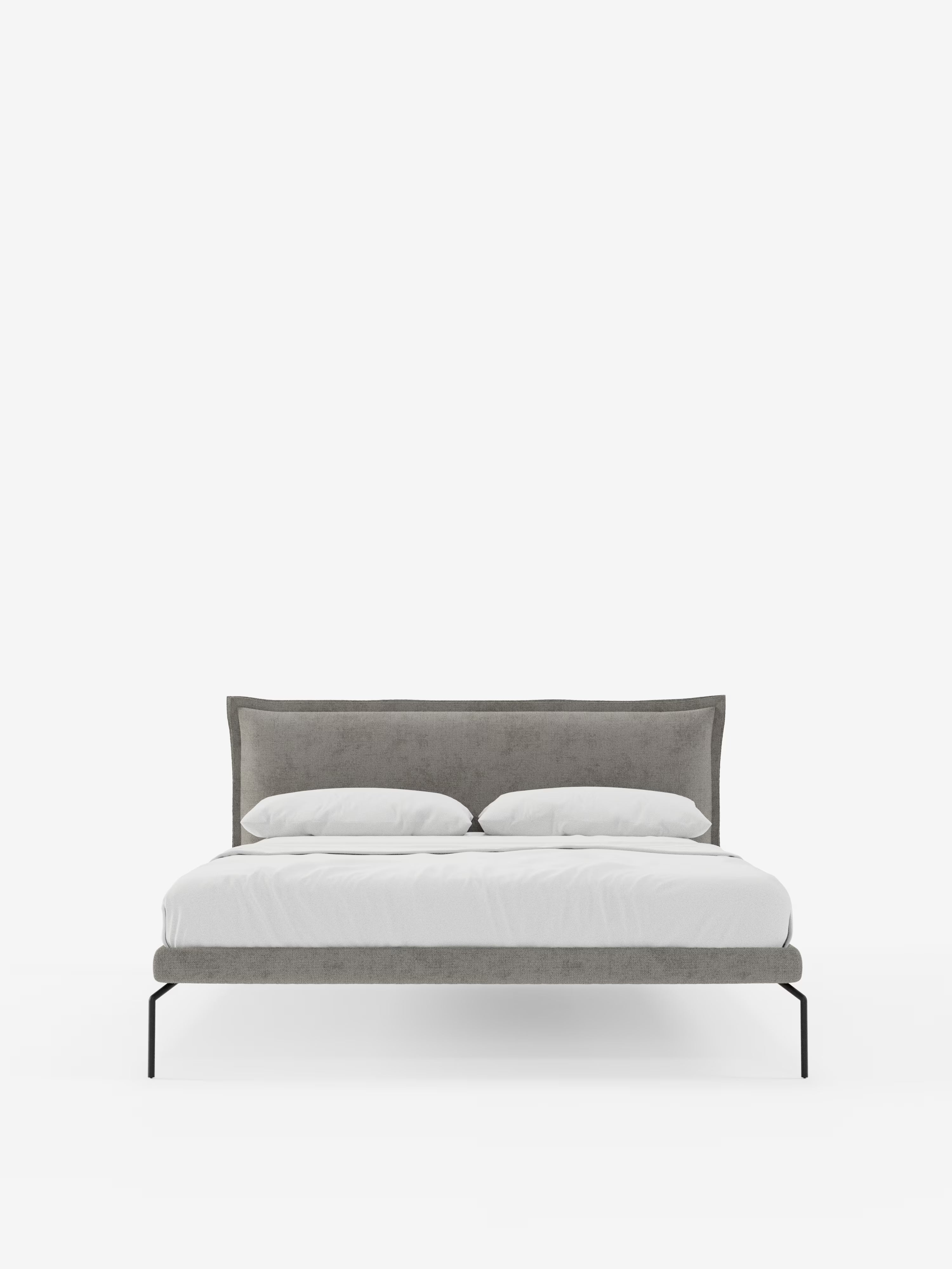 Eric Upholstered removable cover bed with steel legs in stain-resistant fabric