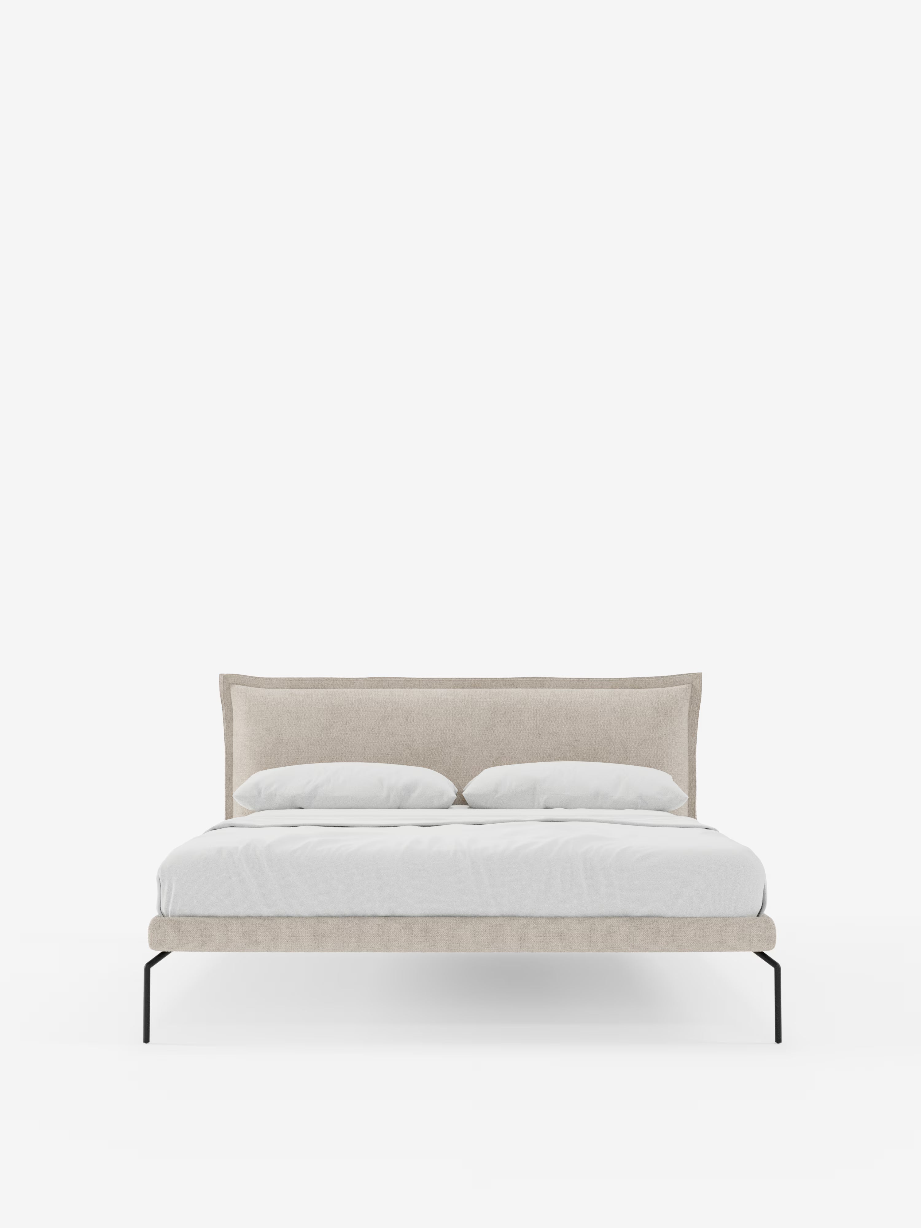 Eric Upholstered removable cover bed with steel legs in stain-resistant fabric