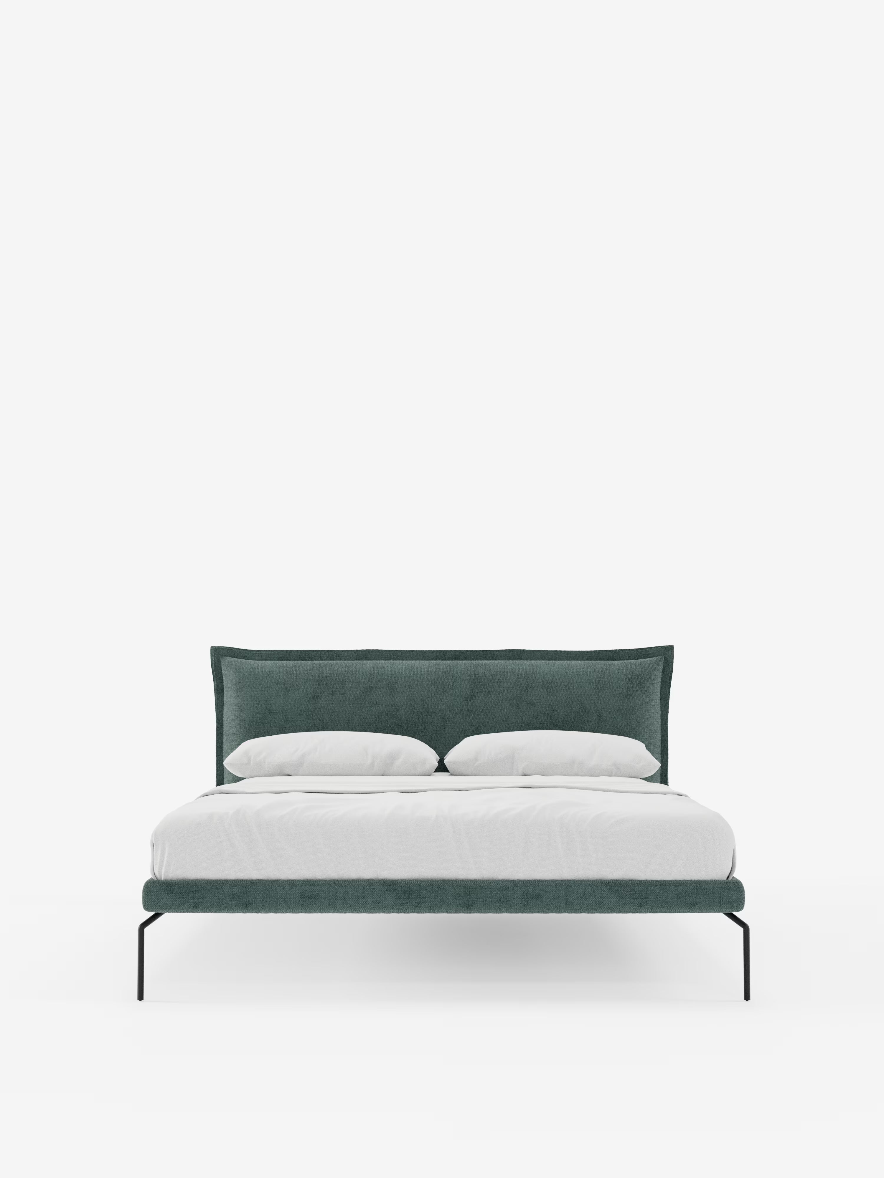 Eric Upholstered removable cover bed with steel legs in stain-resistant fabric