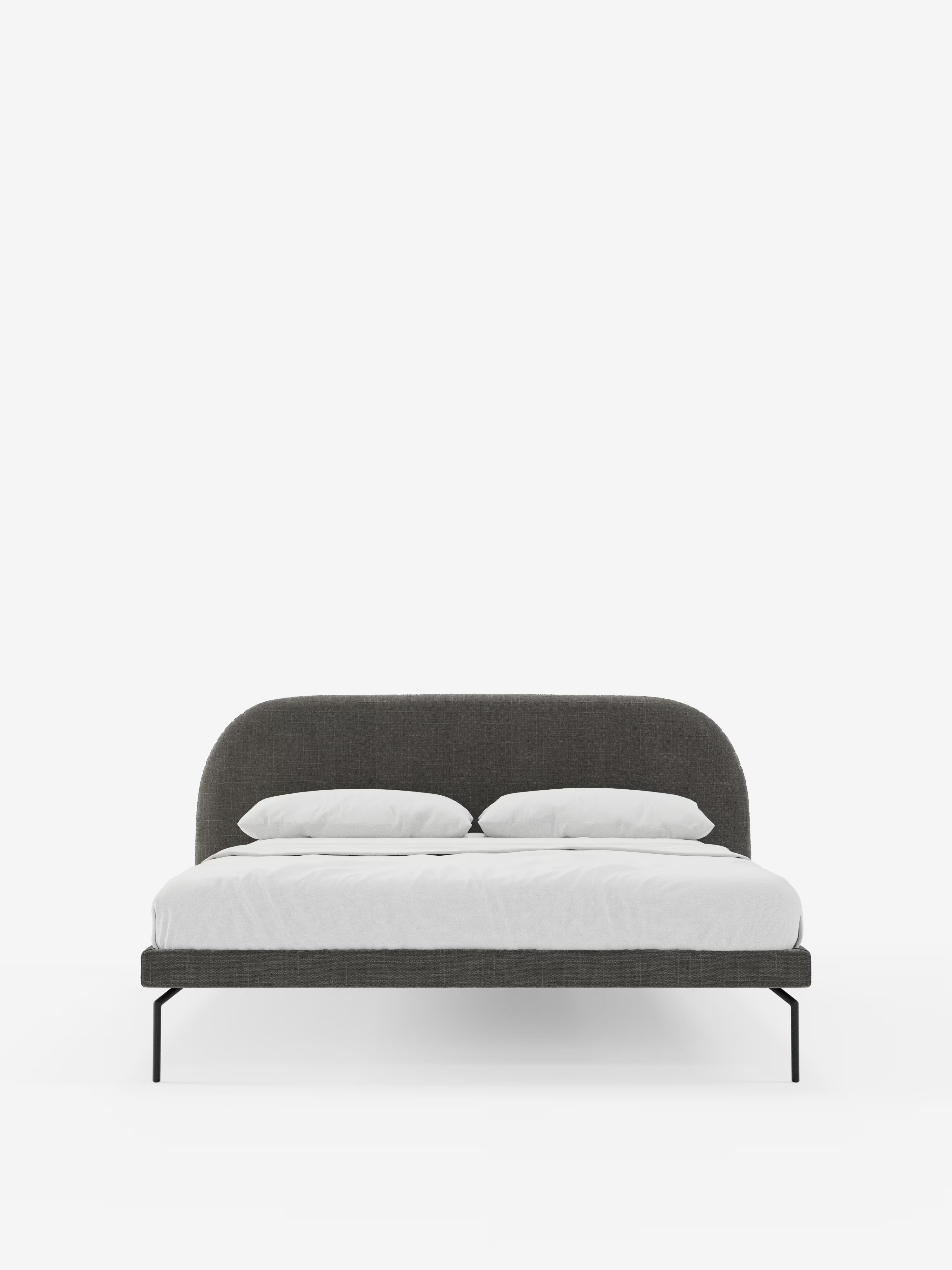 Soleil Cama acolchada de diseño con patas de metal y tejido jacquard antimanchas
