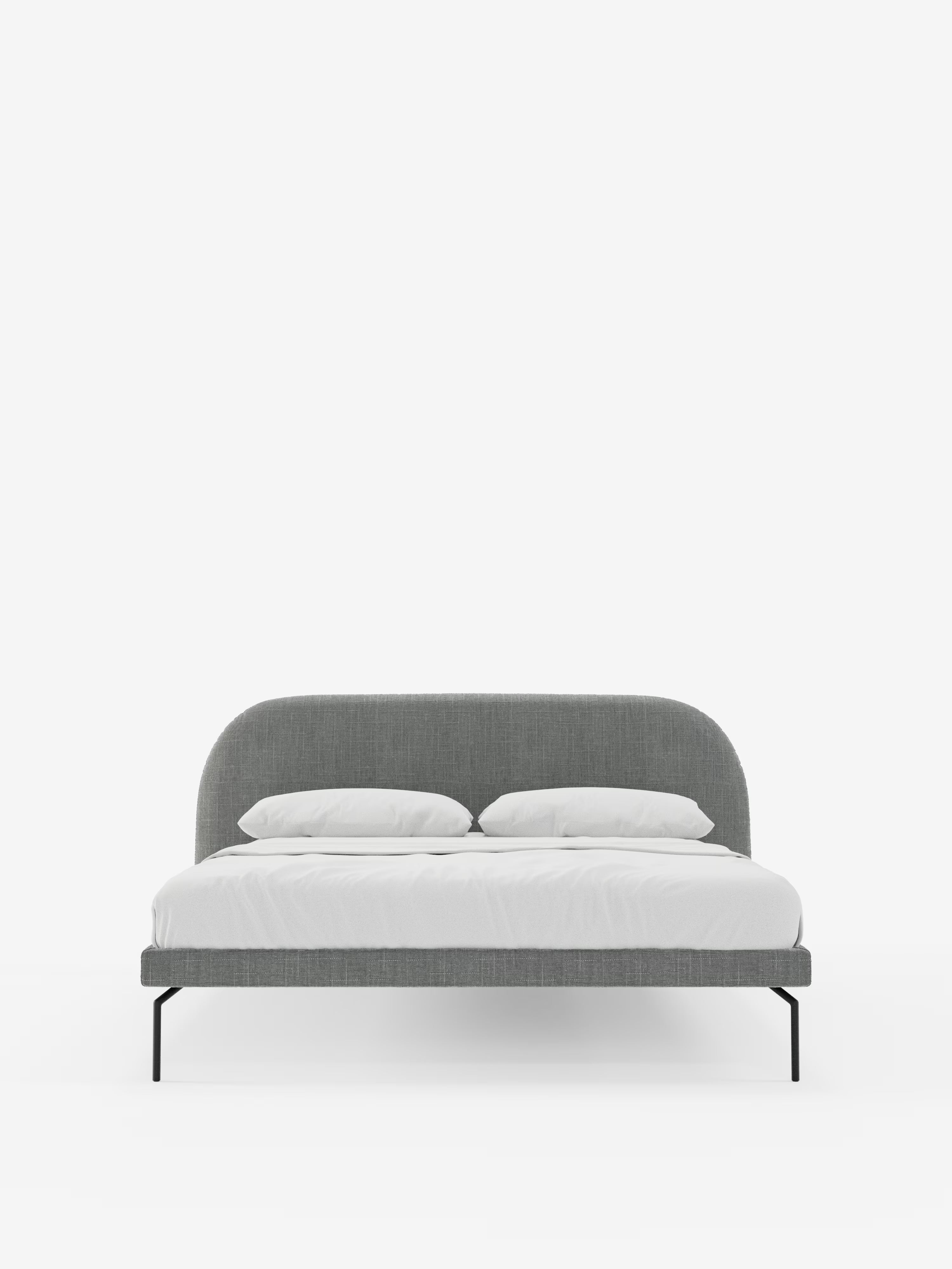 Soleil Cama acolchada de diseño con patas de metal y tejido jacquard antimanchas