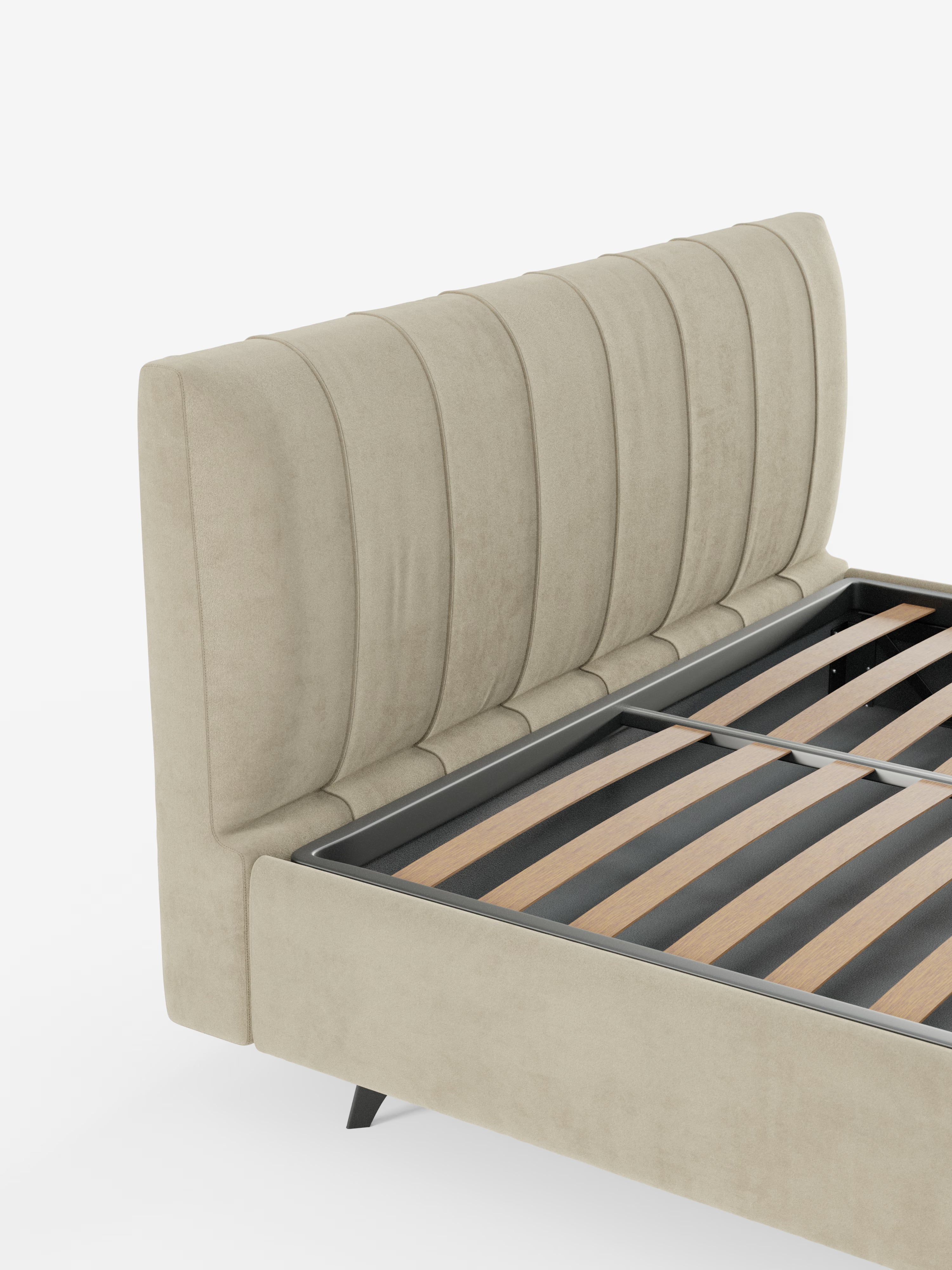 Bogart Modern double storage bed in stain-resistant microfiber, removable cover, and spacious compartment