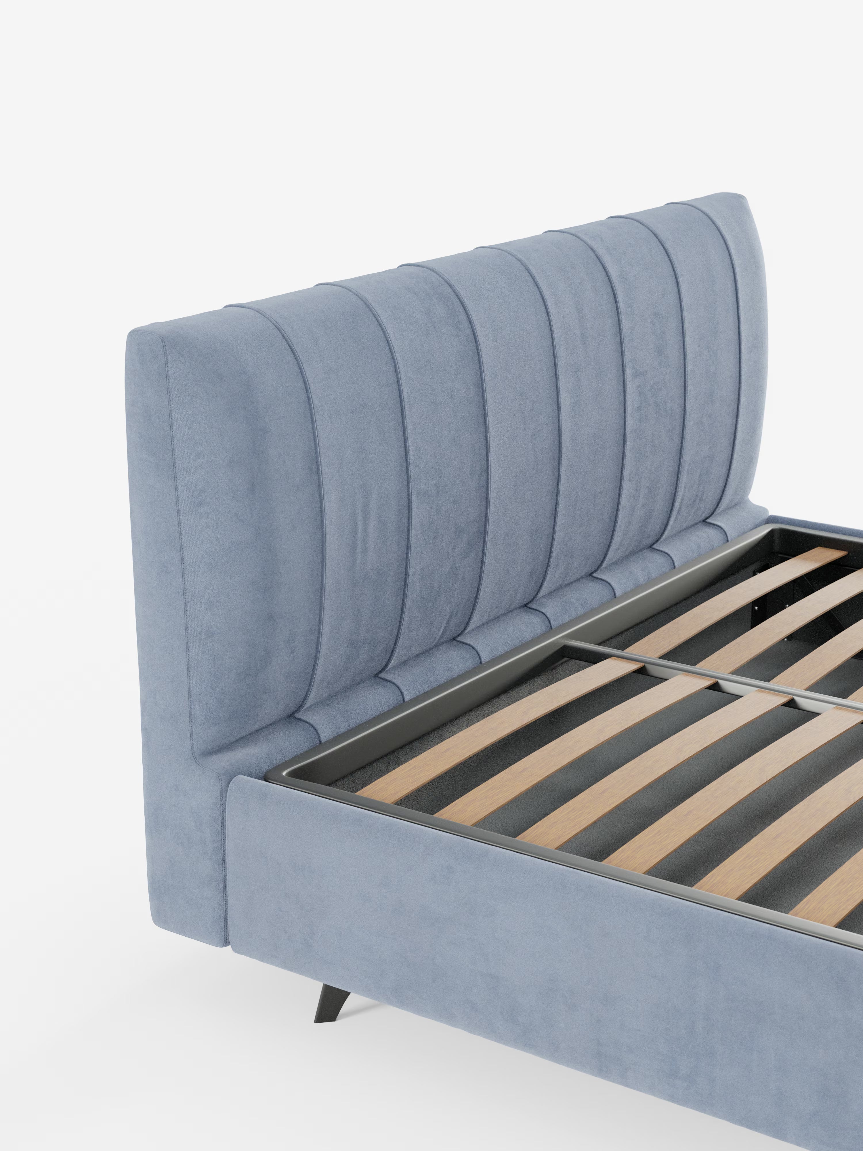 Bogart Modern double storage bed in stain-resistant microfiber, removable cover, and spacious compartment