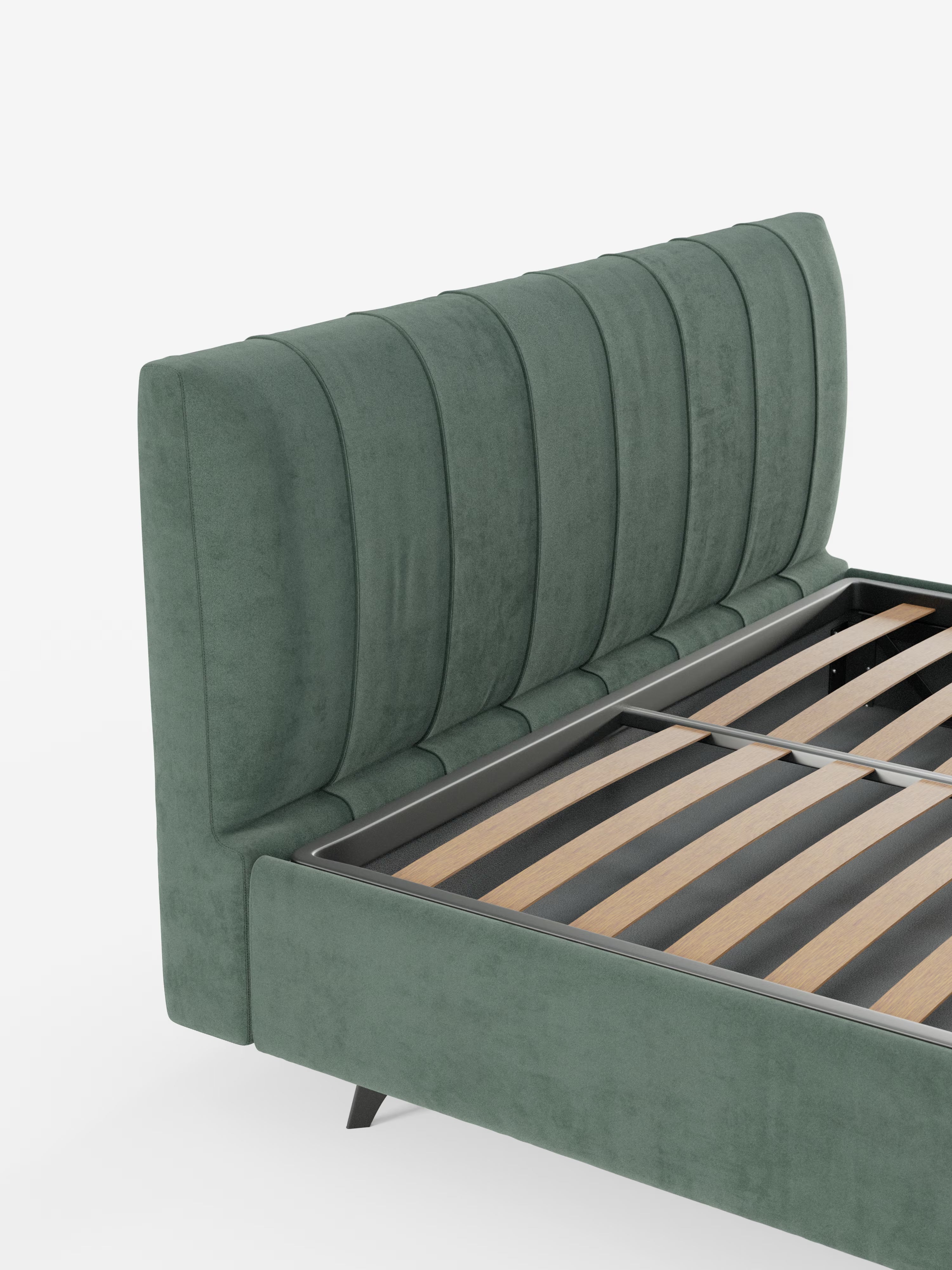 Bogart Modern double storage bed in stain-resistant microfiber, removable cover, and spacious compartment
