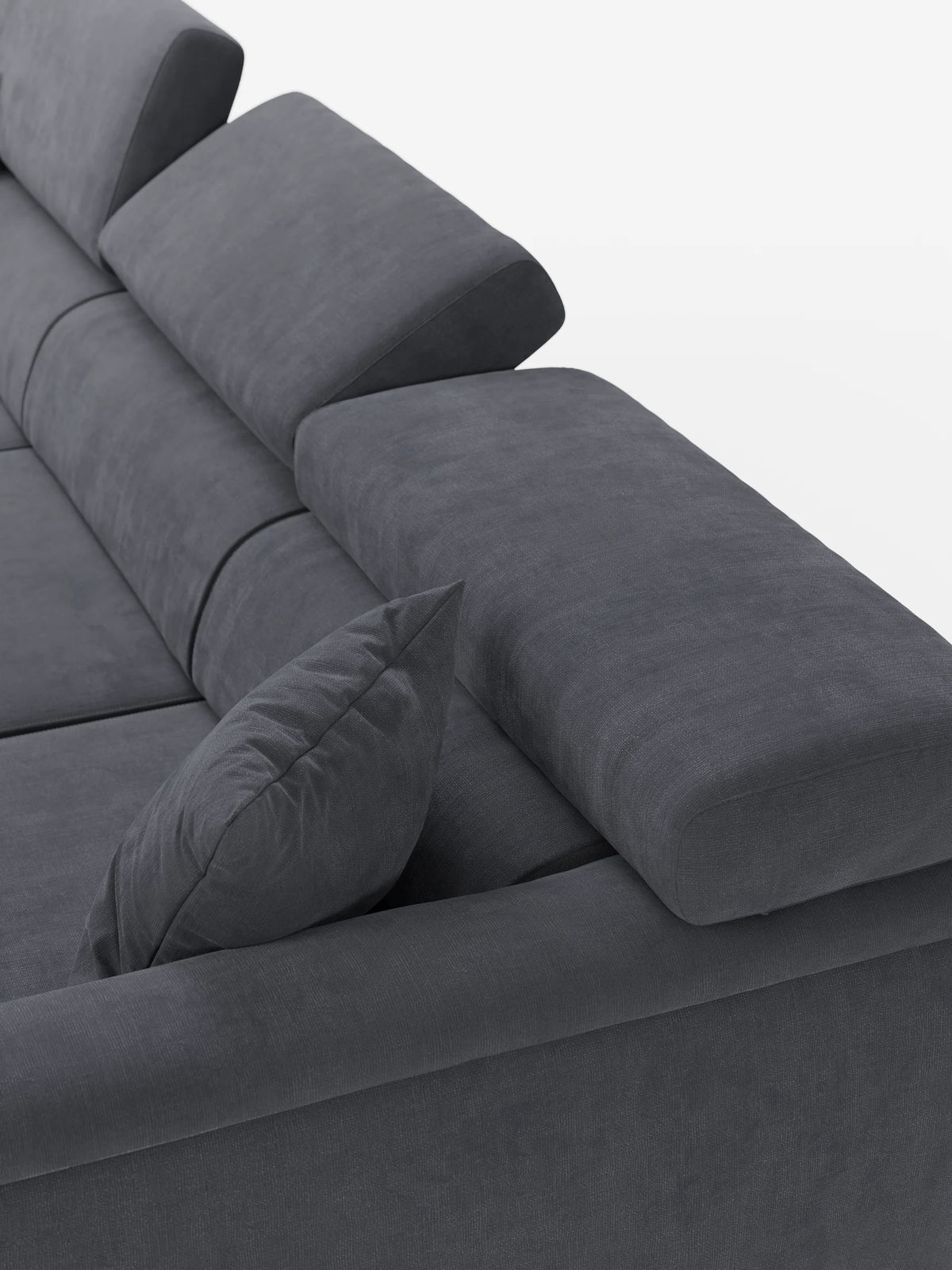 Caravaggio Sofa für 4 Personen mit drei ausziehbaren Sitzen und verstellbaren Kopfstützen aus fleckenabweisendem Stoff