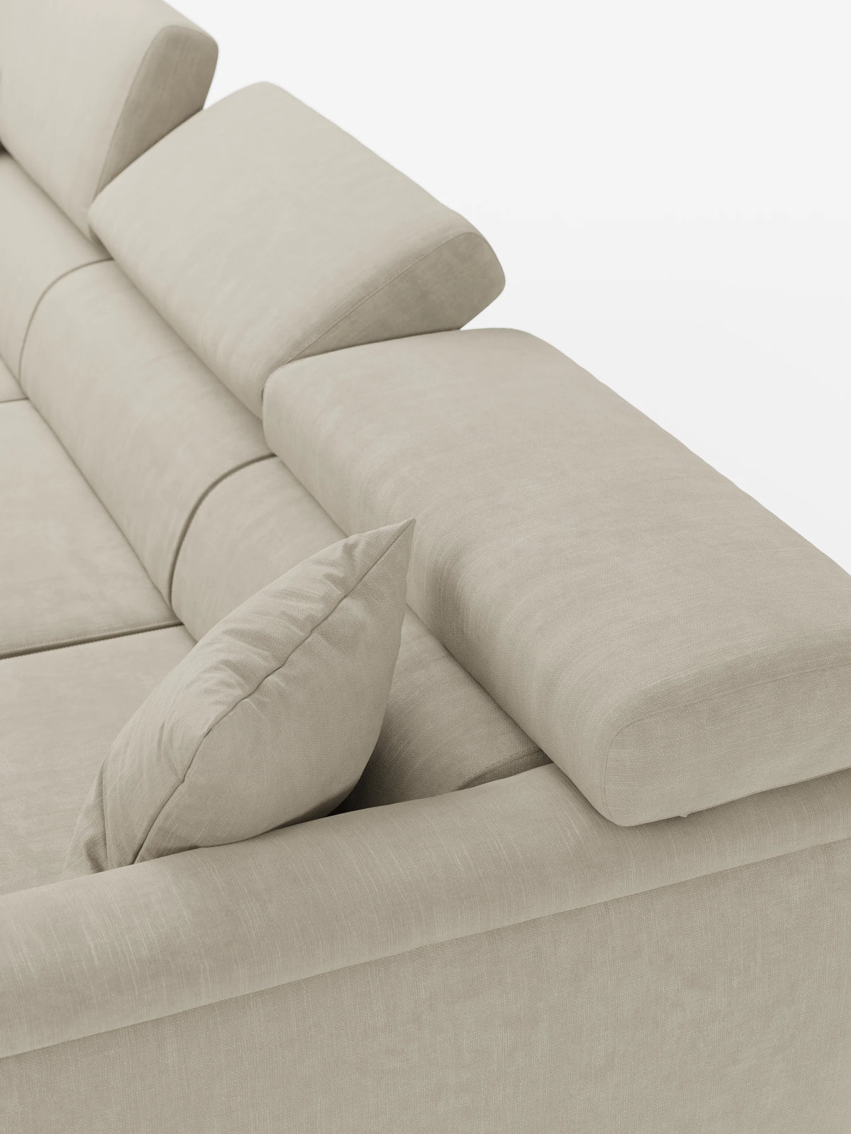 Caravaggio Sofa für 4 Personen mit drei ausziehbaren Sitzen und verstellbaren Kopfstützen aus fleckenabweisendem Stoff