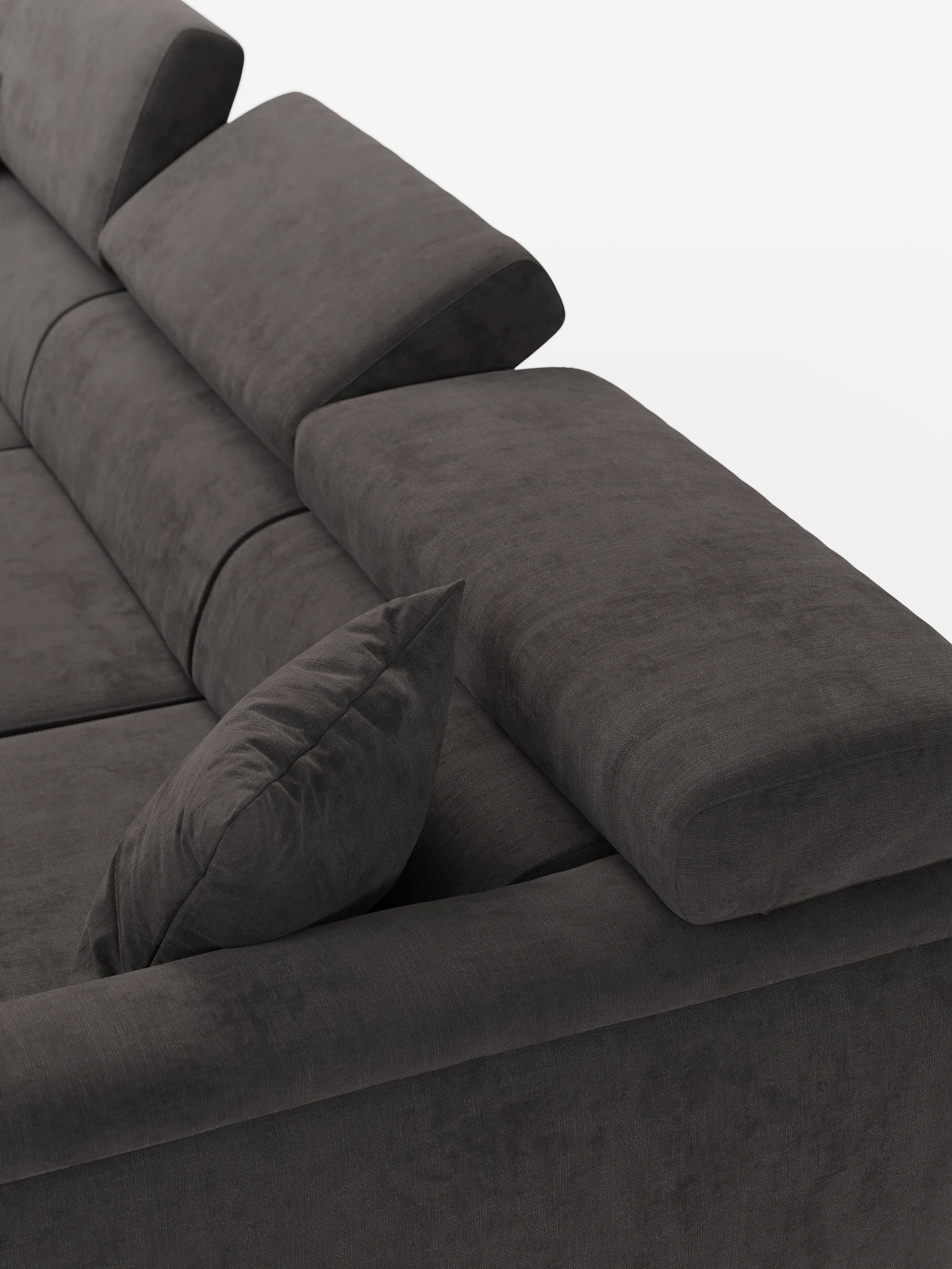 Caravaggio Sofa für 4 Personen mit drei ausziehbaren Sitzen und verstellbaren Kopfstützen aus fleckenabweisendem Stoff
