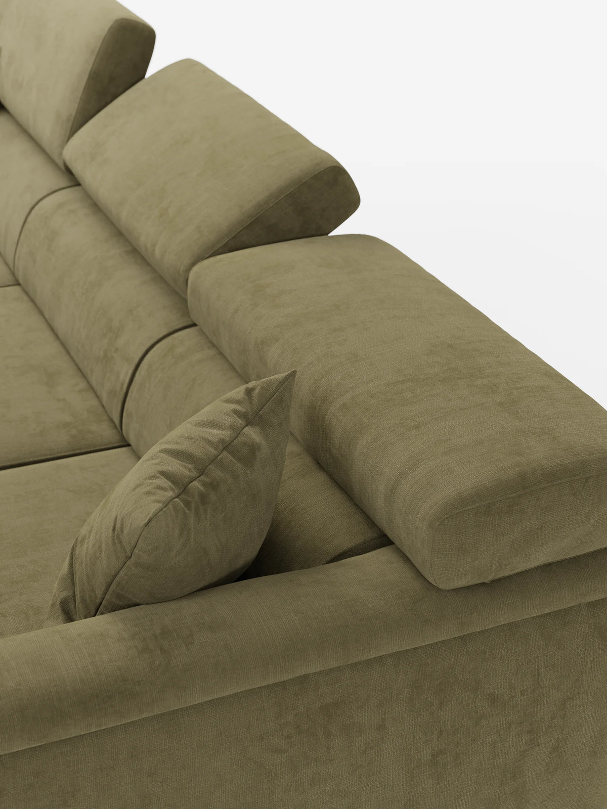 Caravaggio Sofa für 4 Personen mit drei ausziehbaren Sitzen und verstellbaren Kopfstützen aus fleckenabweisendem Stoff