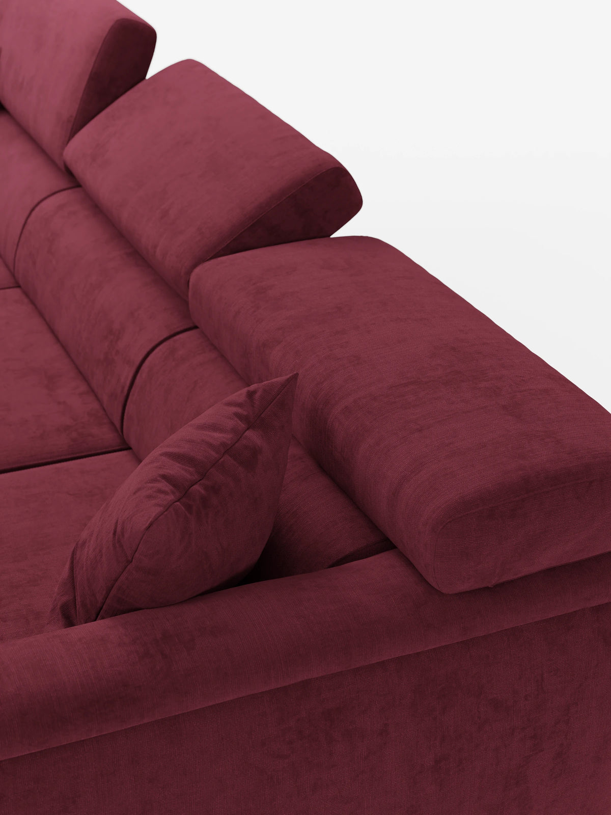 Caravaggio Sofa für 4 Personen mit drei ausziehbaren Sitzen und verstellbaren Kopfstützen aus fleckenabweisendem Stoff