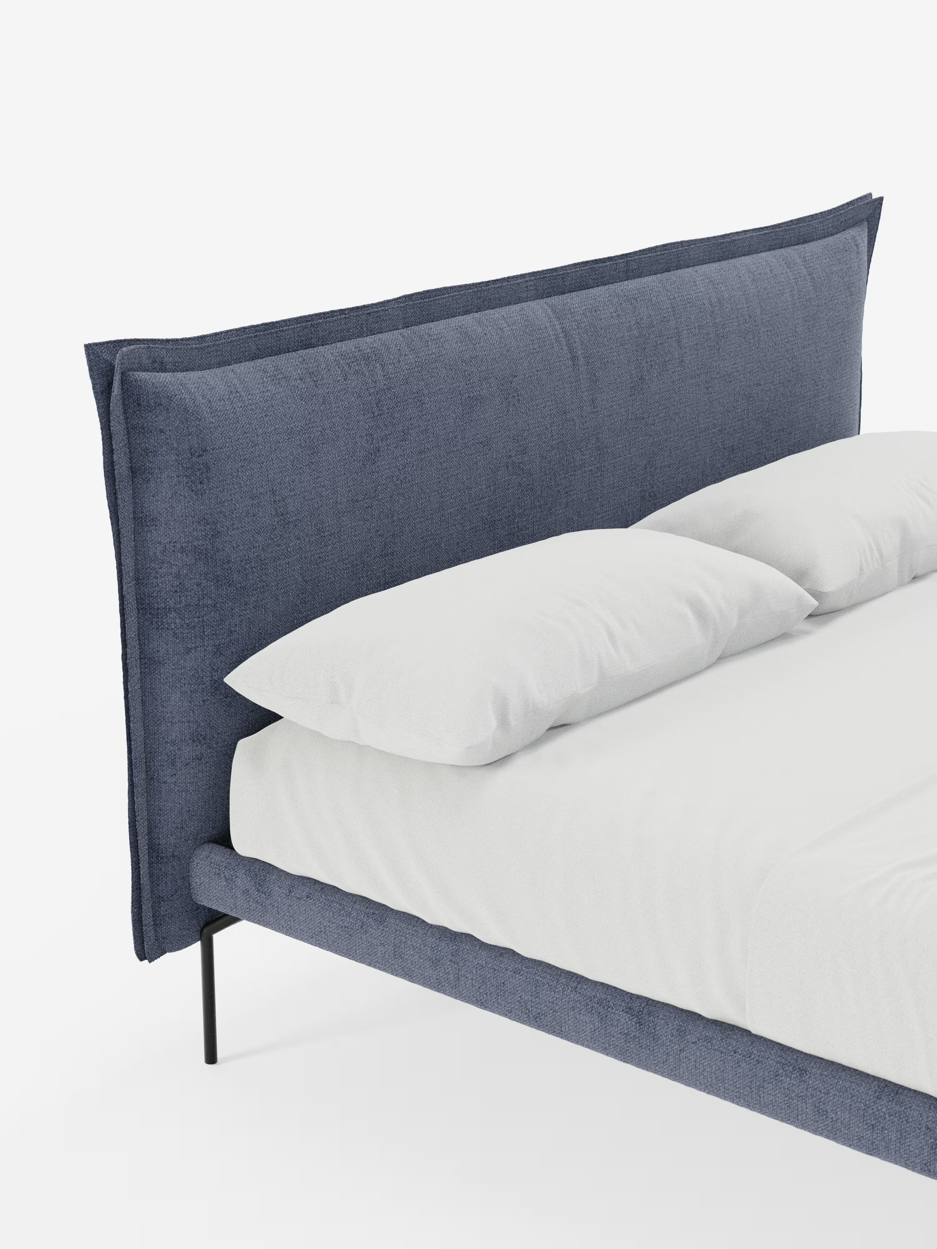Eric Upholstered removable cover bed with steel legs in stain-resistant fabric