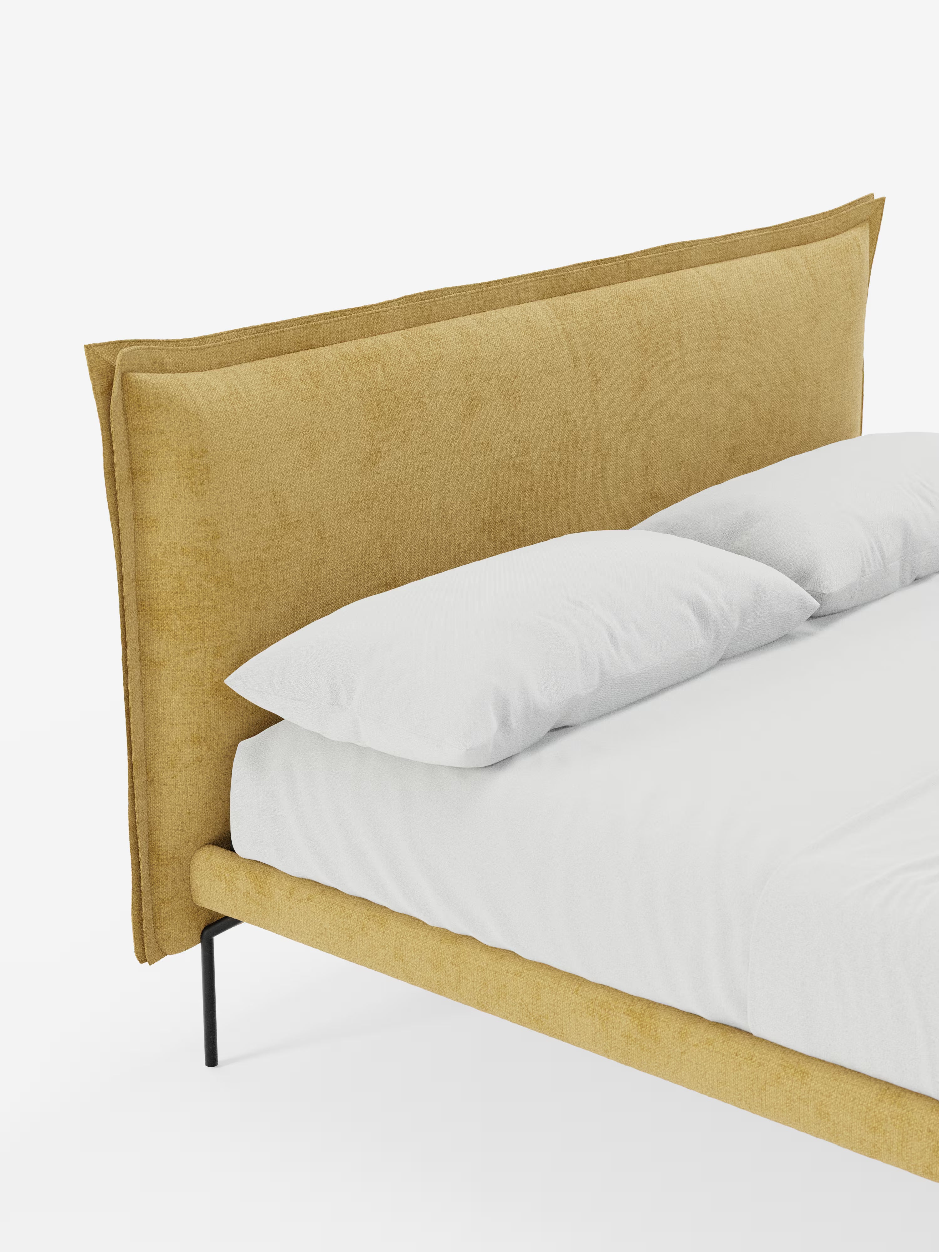 Eric Upholstered removable cover bed with steel legs in stain-resistant fabric